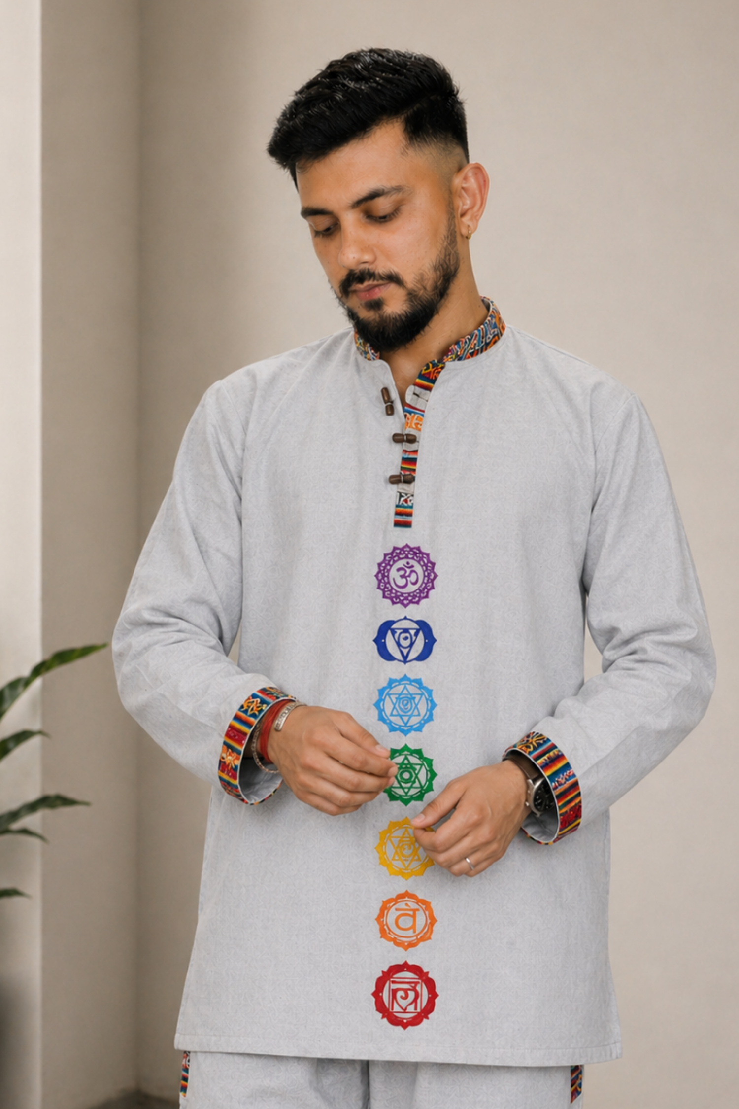 7 CHAKRAS Ethnic Kurta - GREY