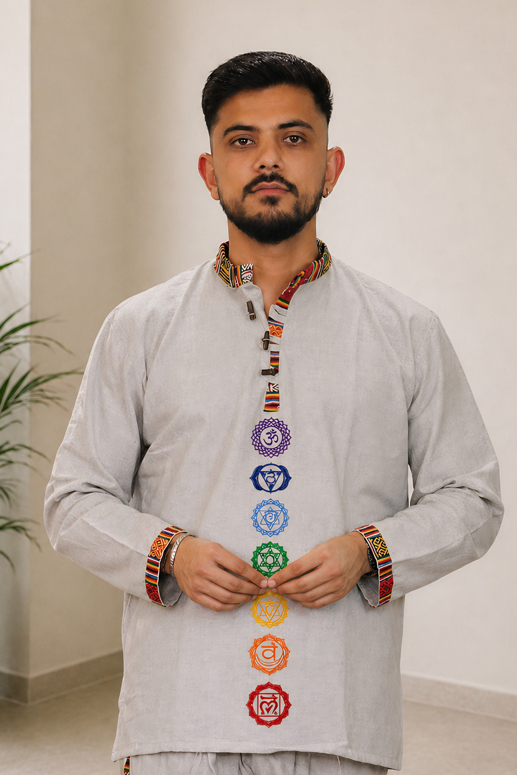 7 CHAKRAS Ethnic Kurta - GREY
