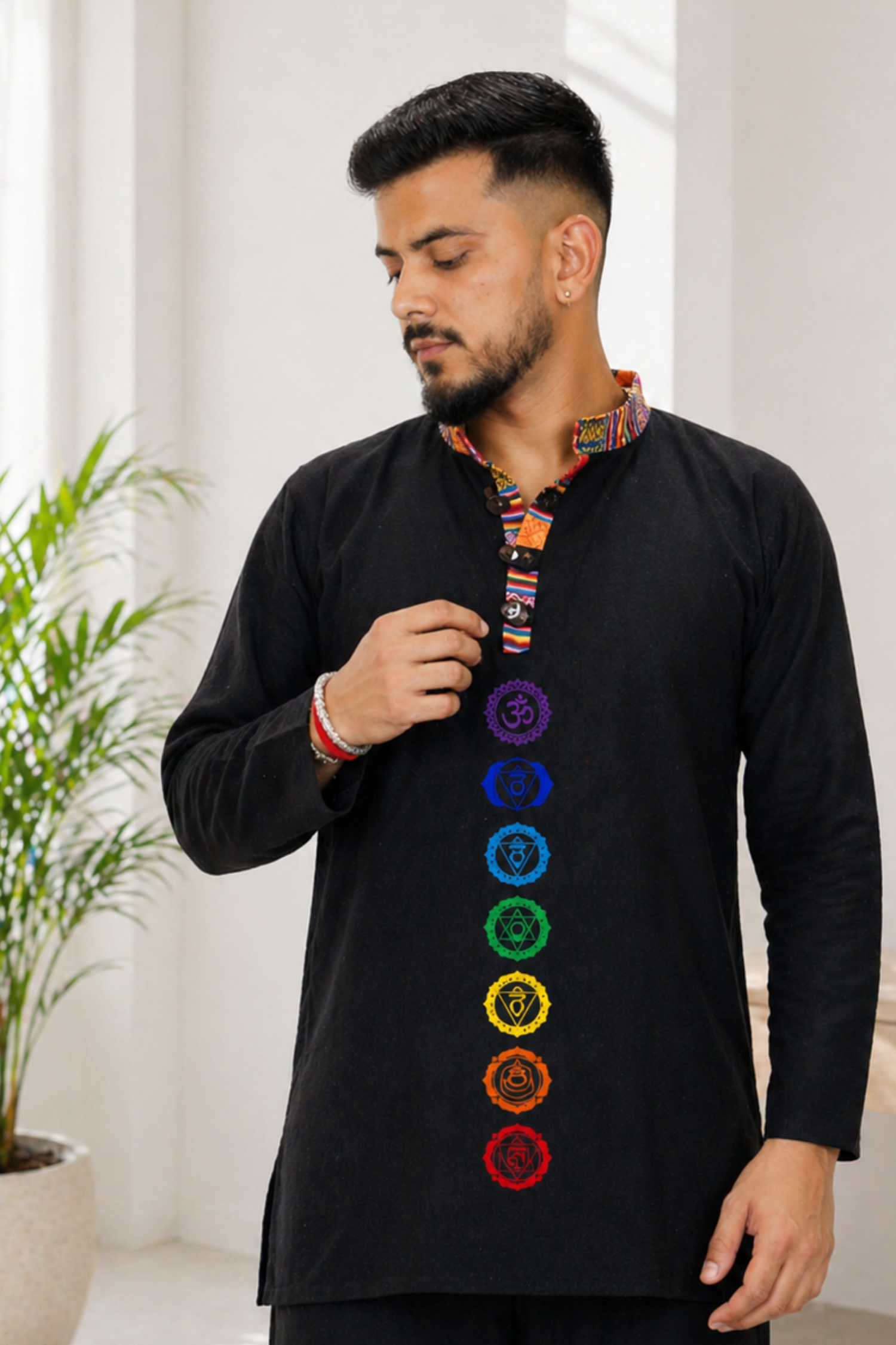7 CHAKRAS Ethnic Kurta  - BLACK