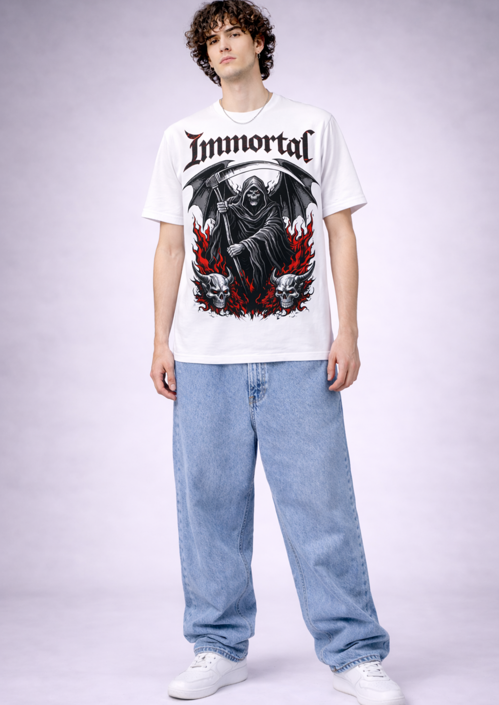 Immortal Reaper Regular Fit T-Shirt-White