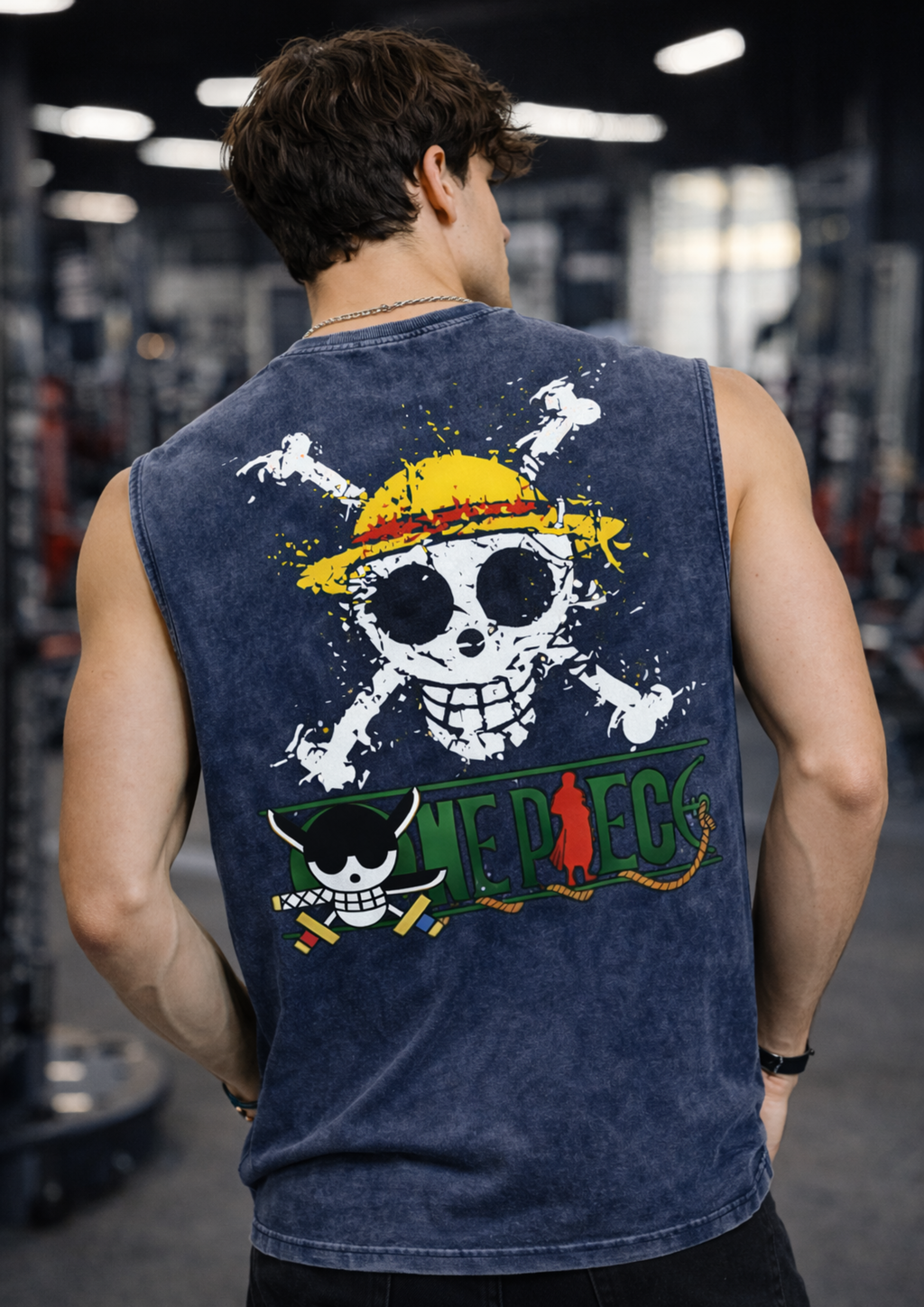 One Piece Oversized Gym Vest – Stonewash Blue