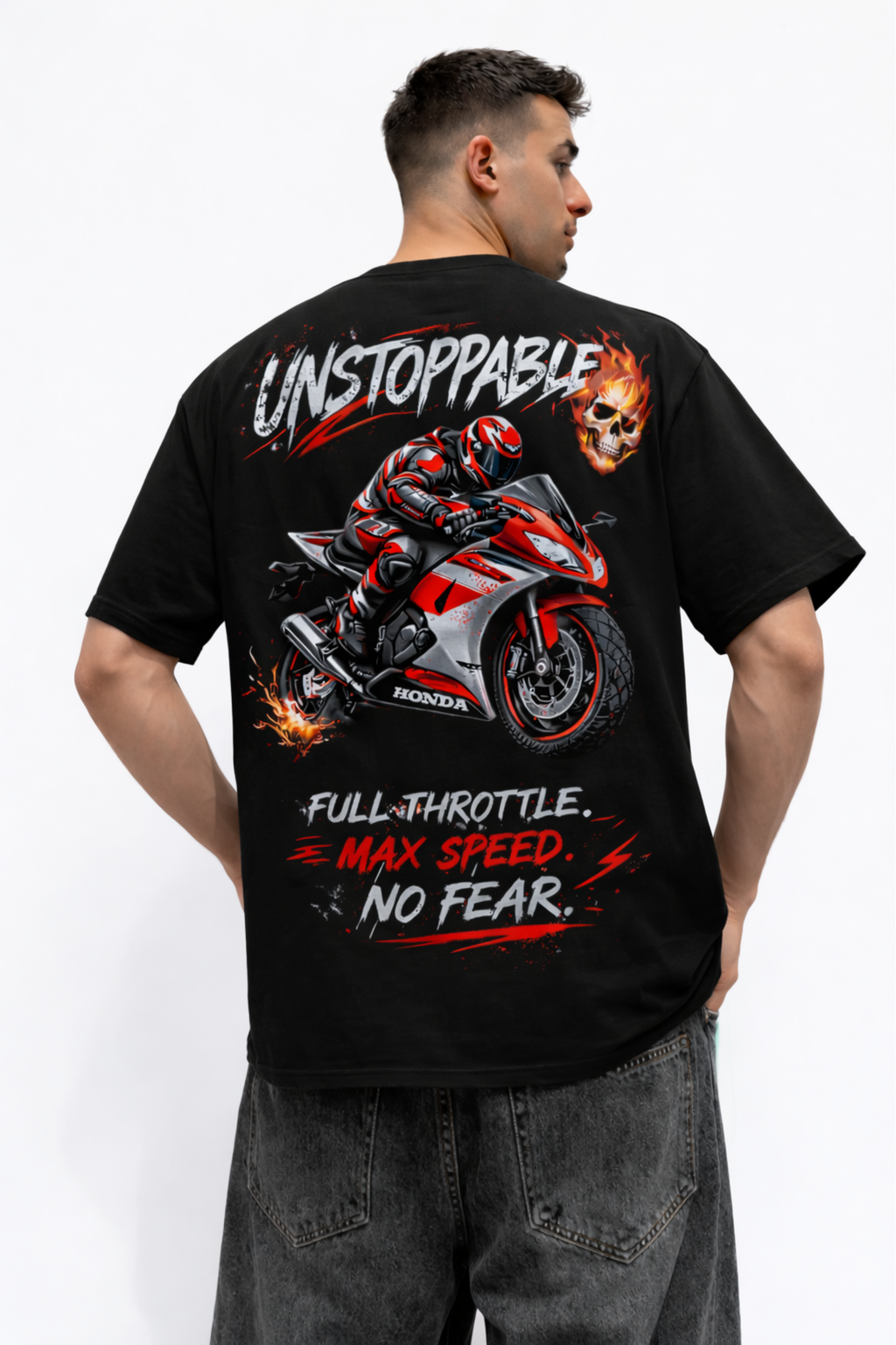 UNSTOPPABLE RIDER Oversized Tee - Black
