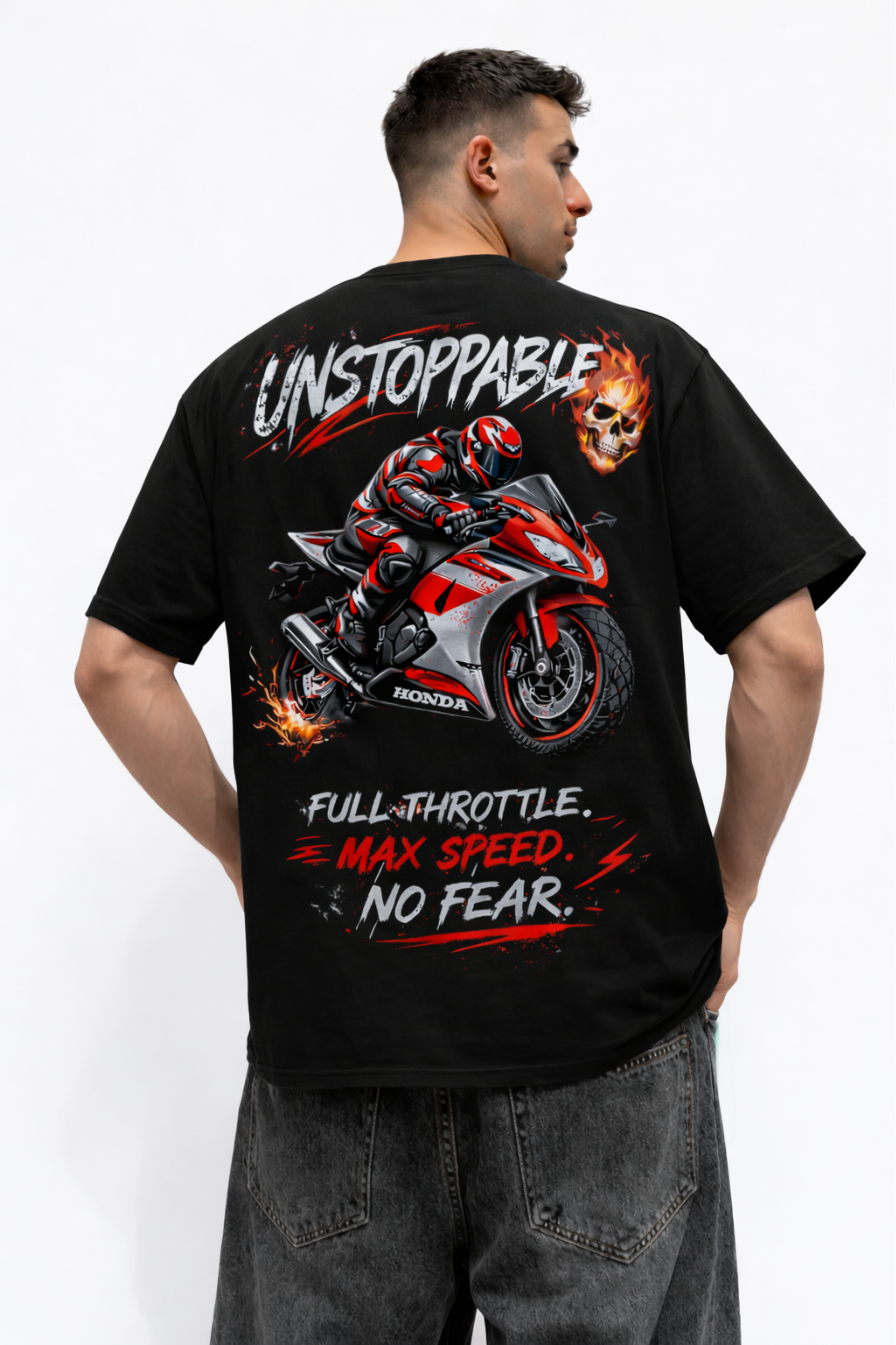 UNSTOPPABLE RIDER Oversized Tee - Black