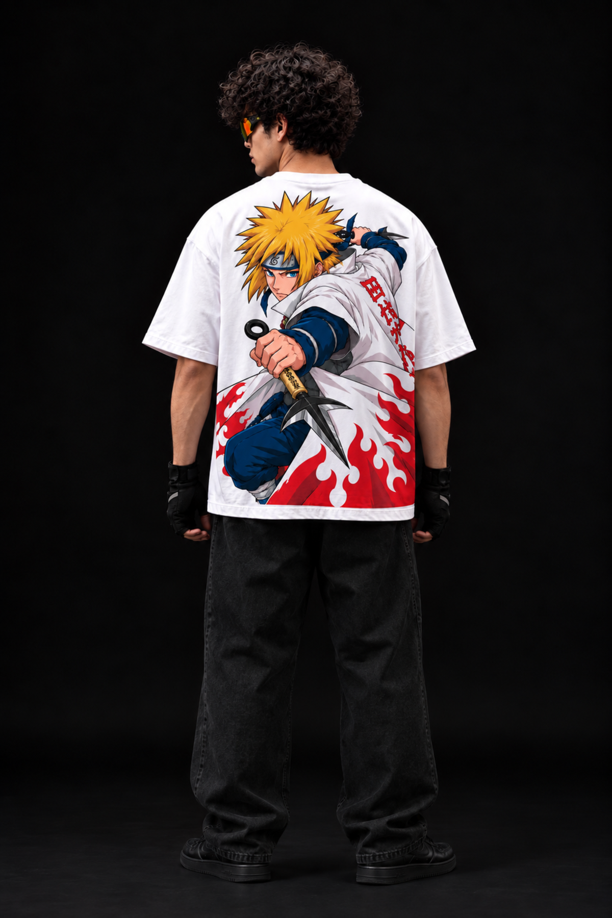 Minato Yellow Flash Oversized Tee – White