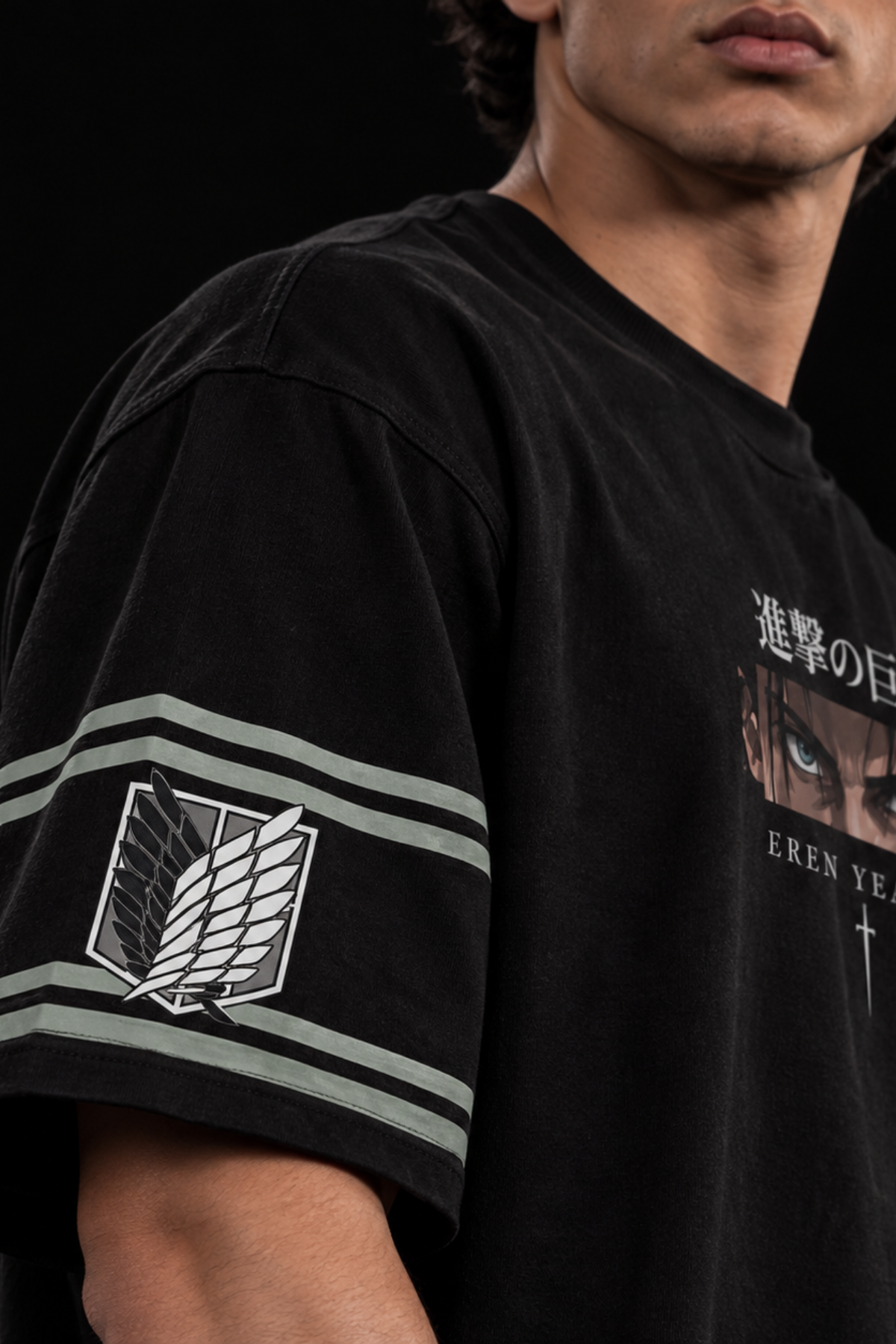 Eren Yeager Vanguard Oversized Tee – Black