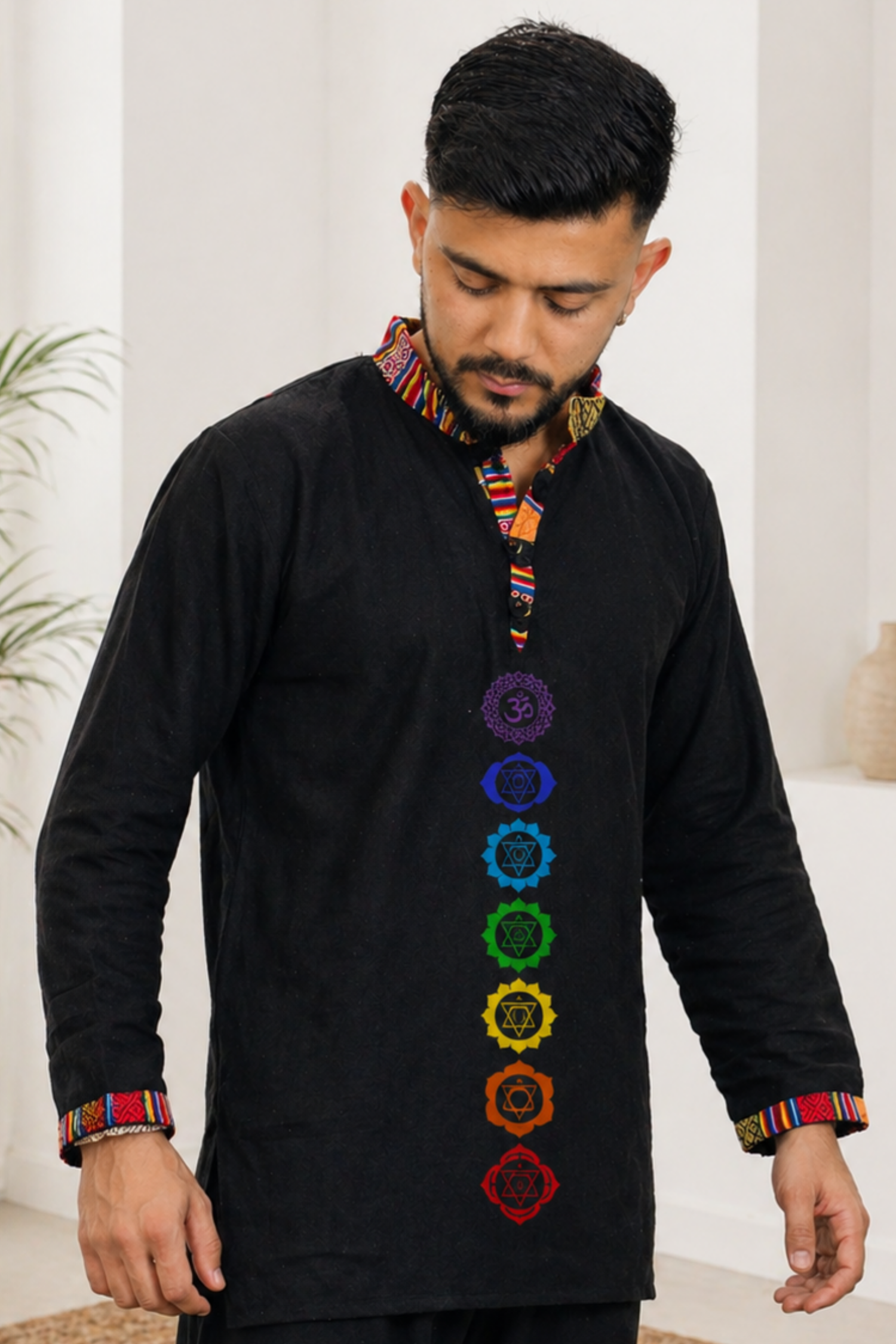 7 CHAKRAS Ethnic Kurta  - BLACK
