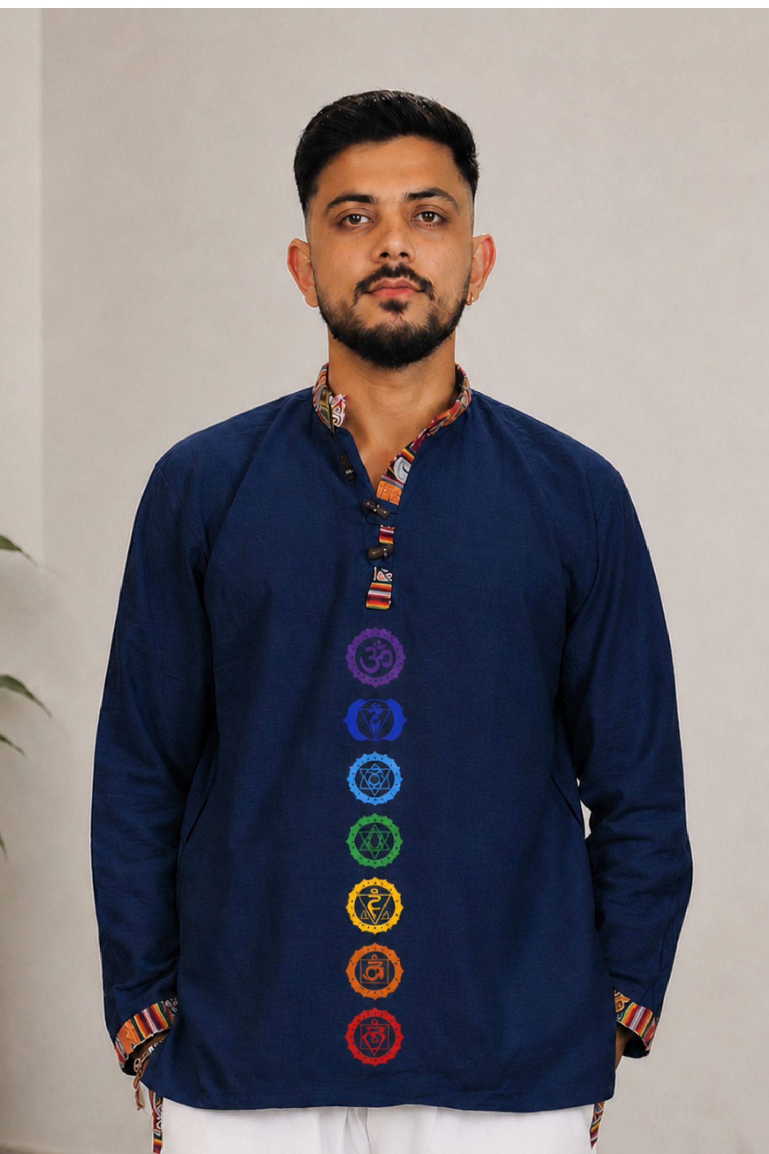 7 CHAKRAS Ethnic Kurta  - NAVY BLUE