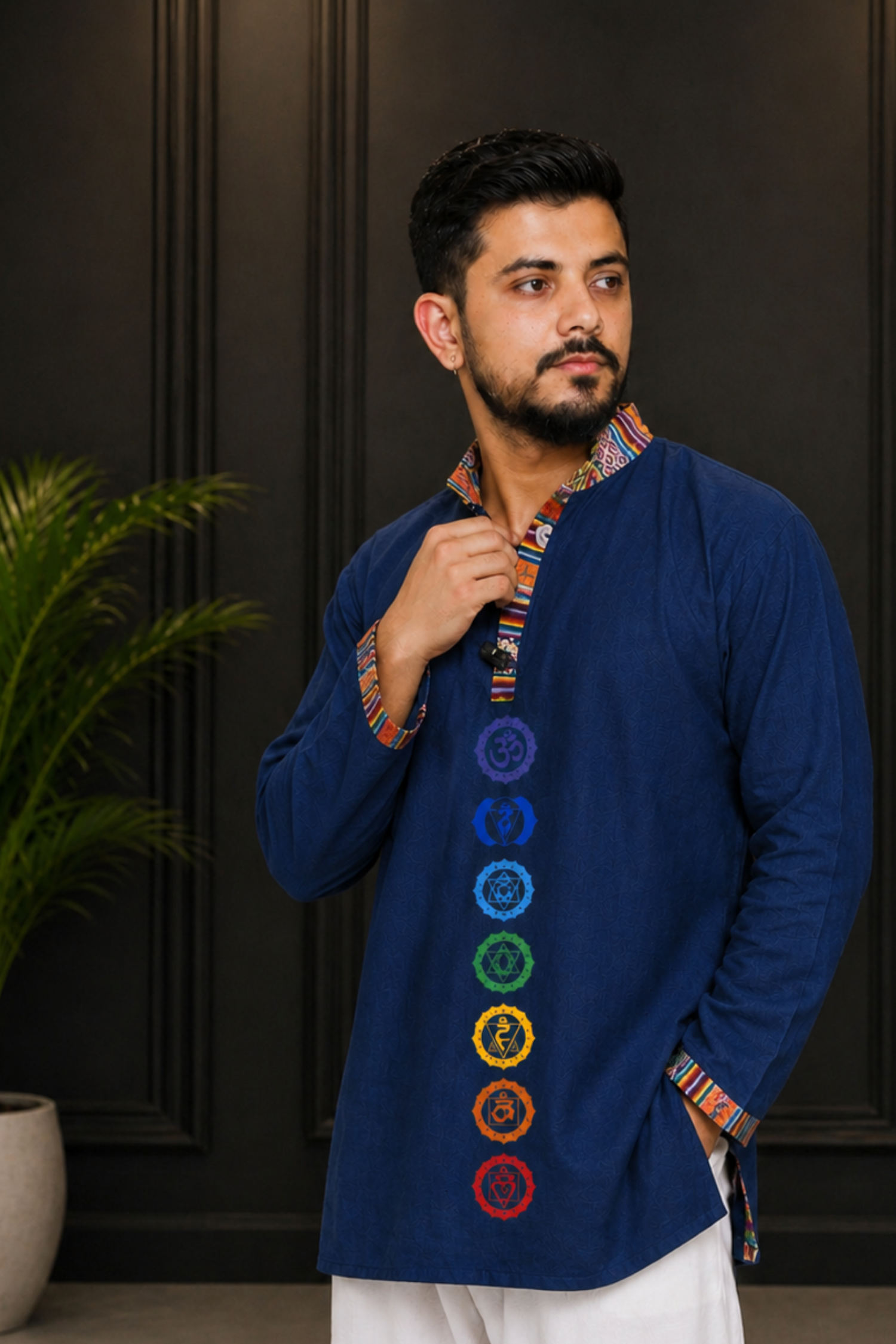 7 CHAKRAS Ethnic Kurta  - NAVY BLUE