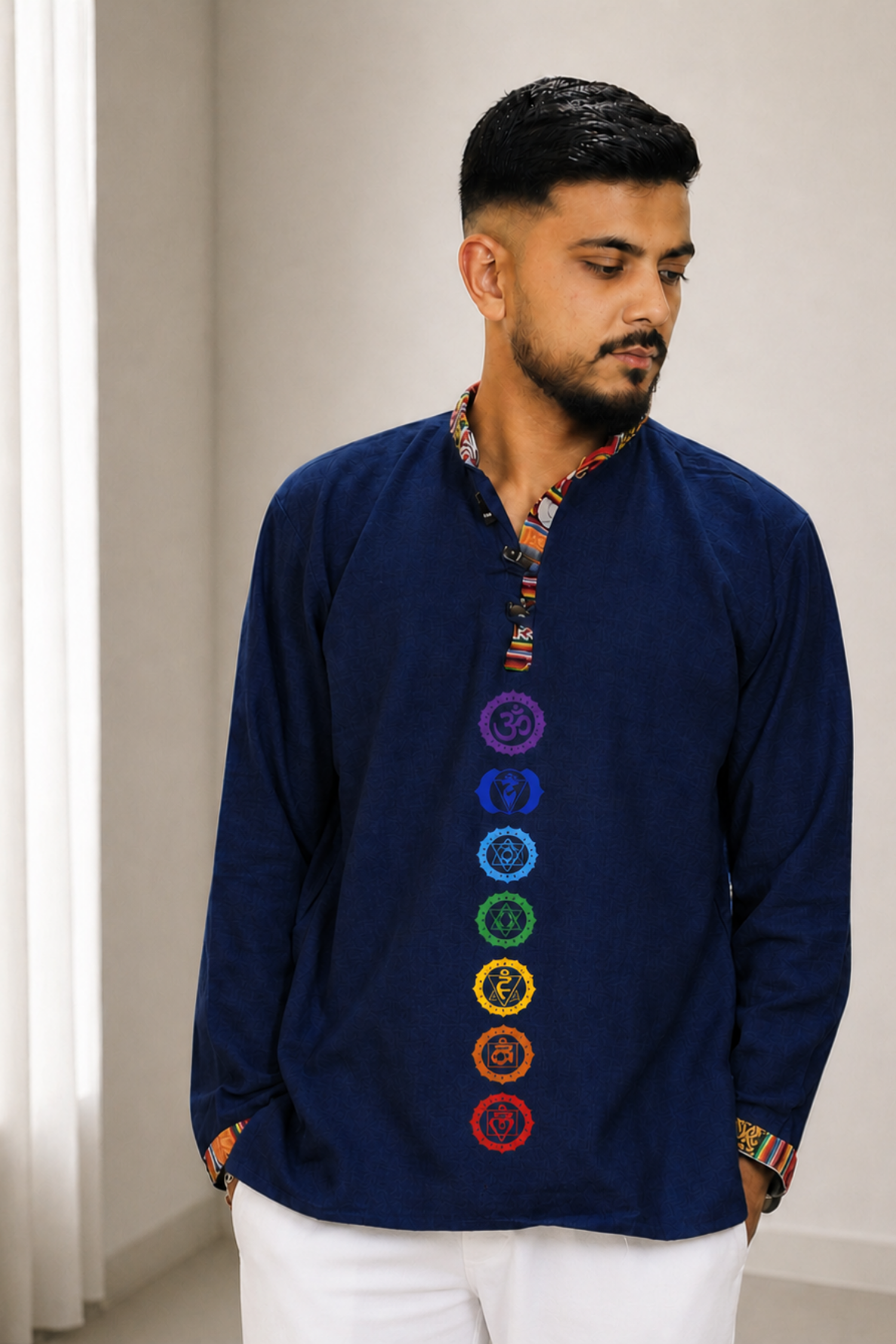 7 CHAKRAS Ethnic Kurta  - NAVY BLUE