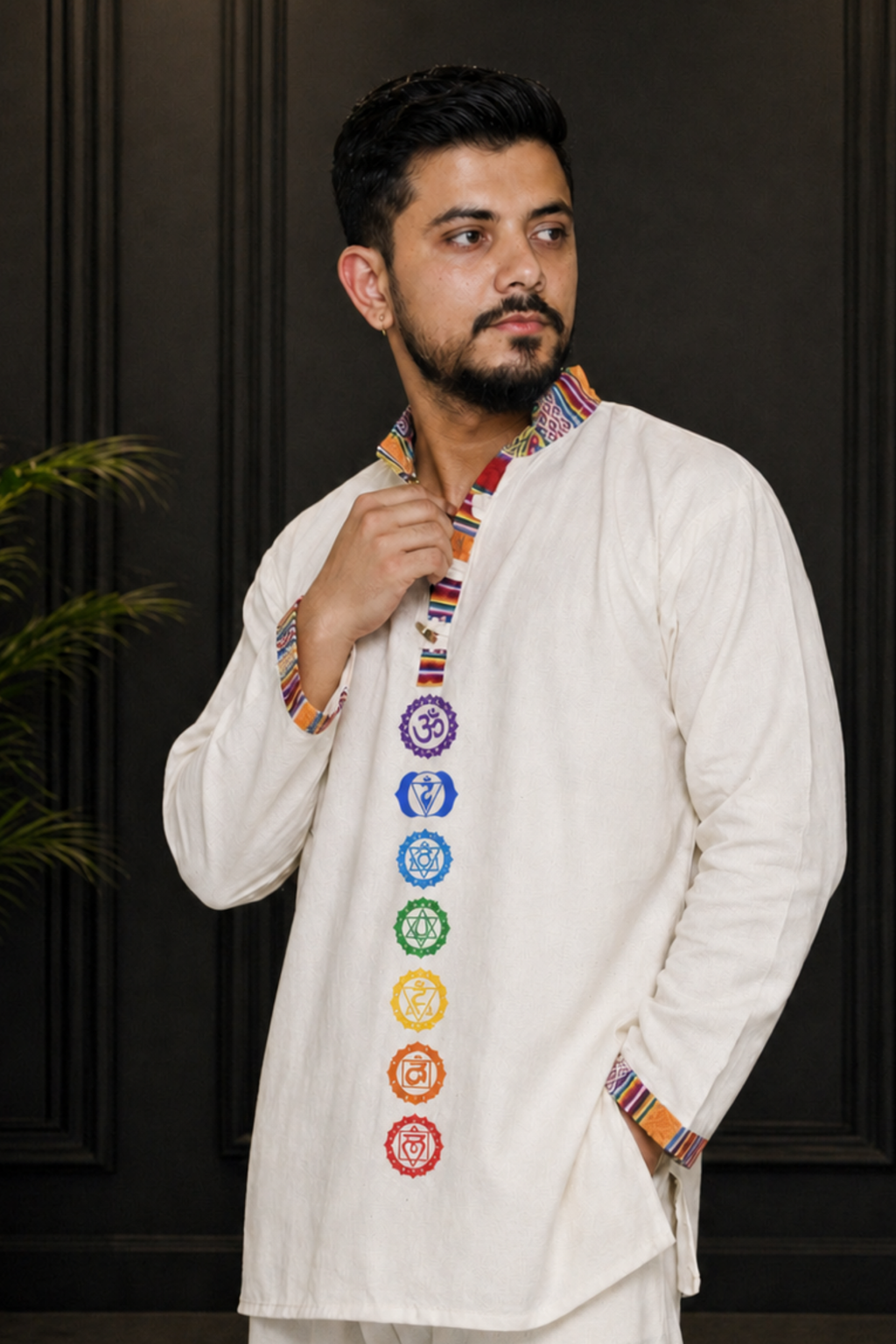 7 CHAKRAS Ethnic Kurta  - BEIGE