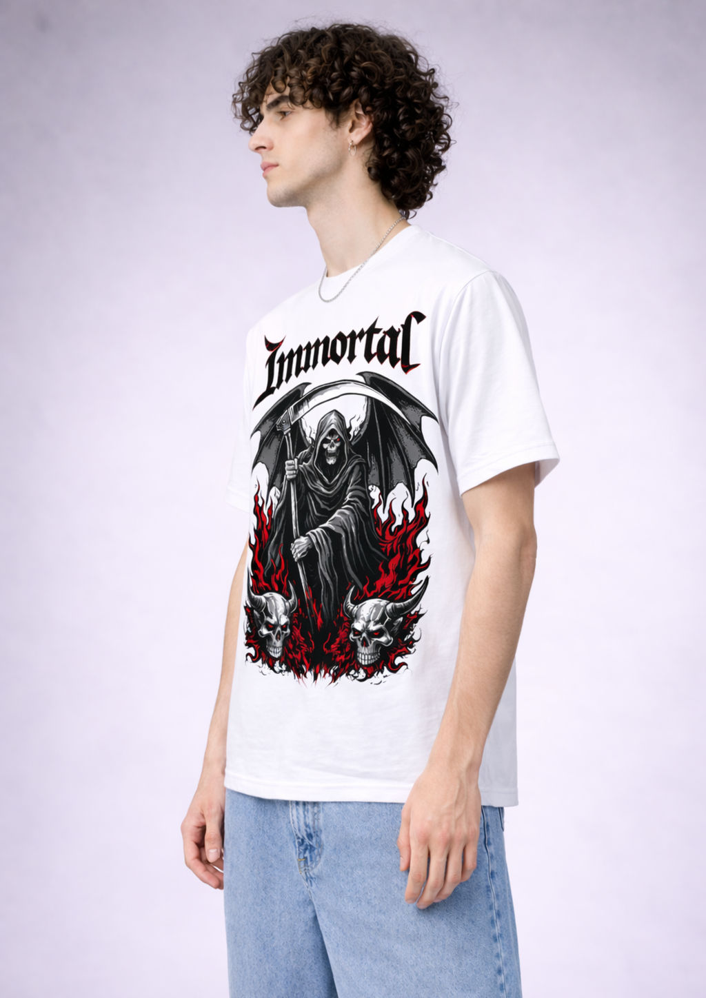 Immortal Reaper Regular Fit T-Shirt-White