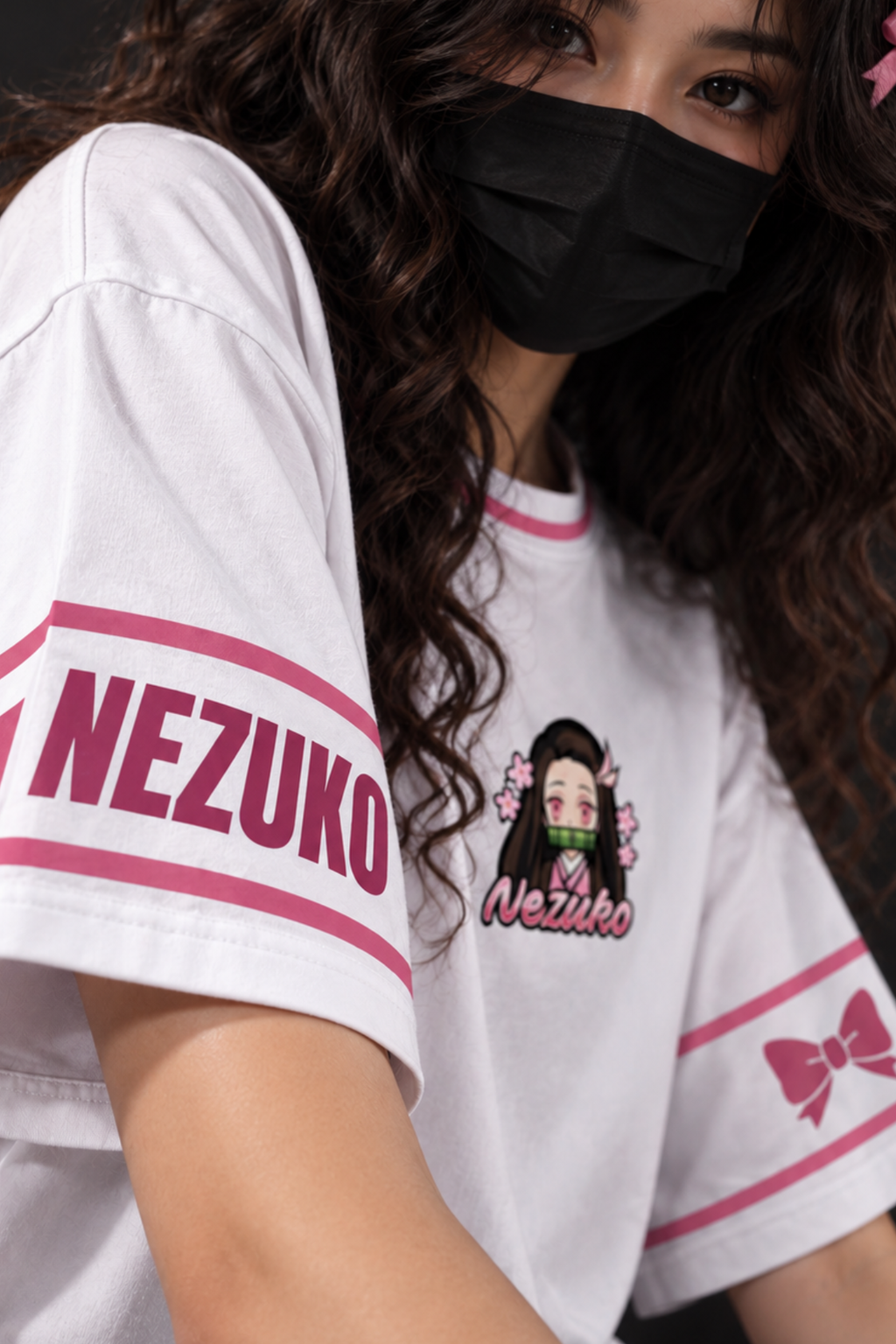 Nezuko Kamado Blossom Oversized Tee – White