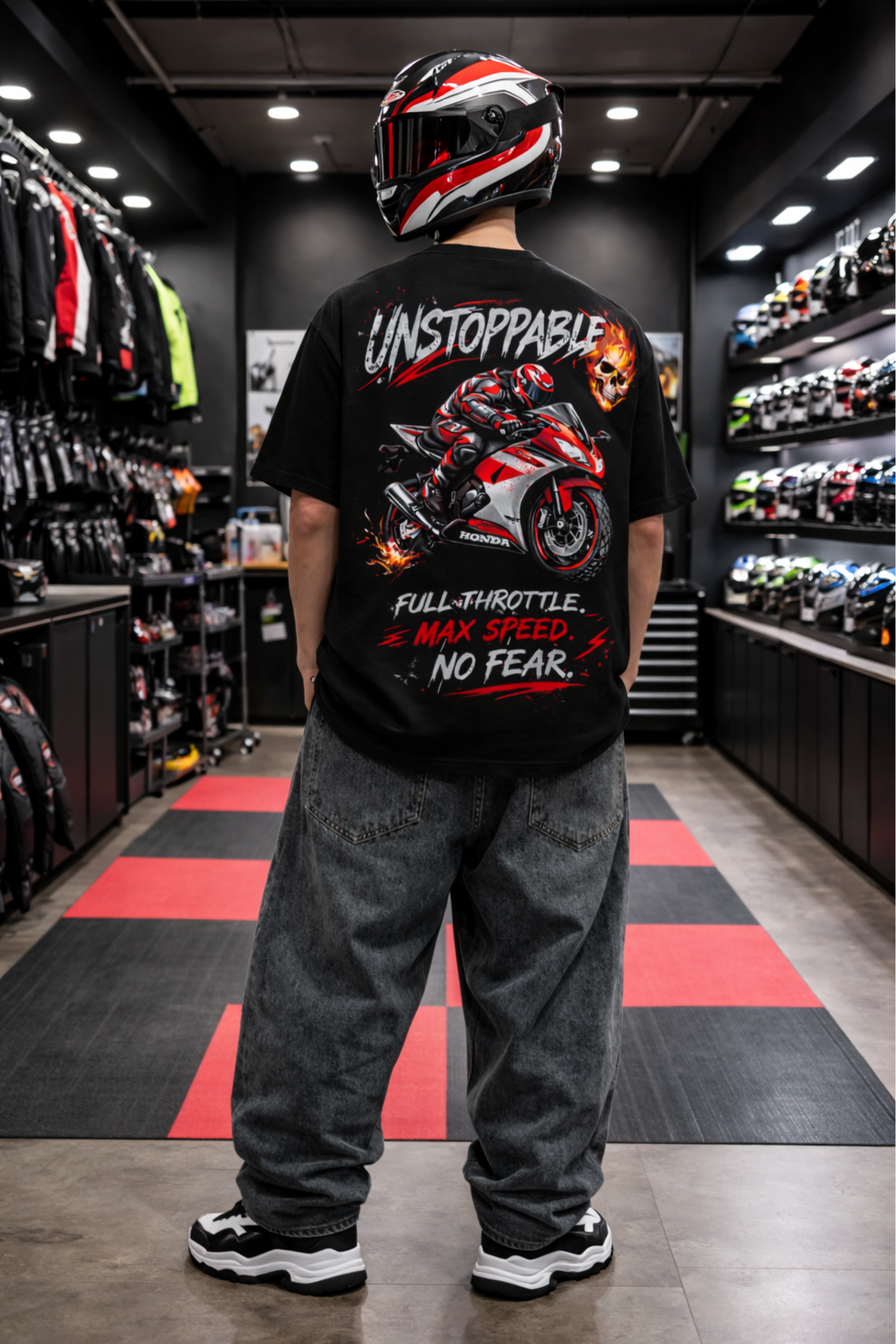 UNSTOPPABLE RIDER Oversized Tee - Black