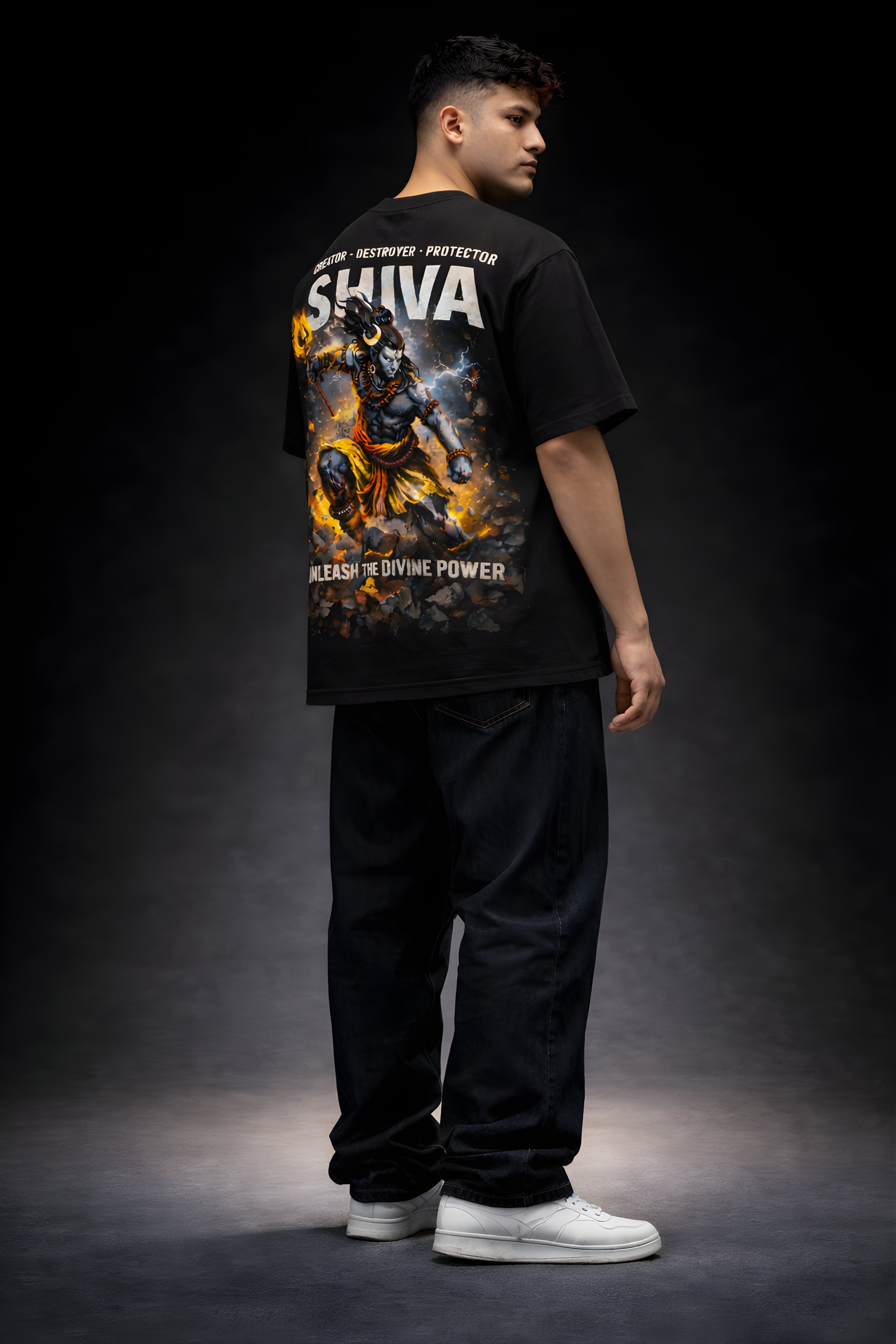 Shiva Inferno Oversized Tee - Black