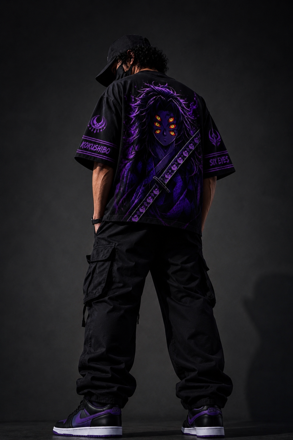 Kokushibo Six Eyes Oversized Tee – Black