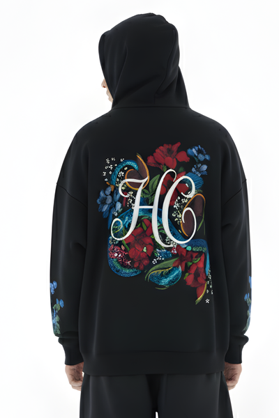 HC Bloom Oversize Premium Unisex Hoodie – BLACK