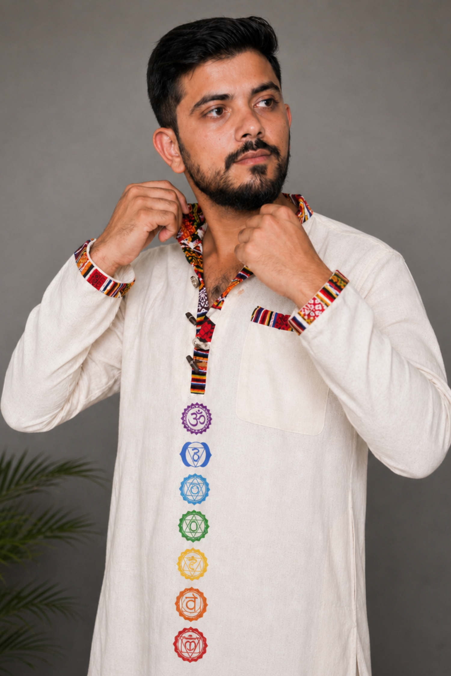 7 CHAKRAS Ethnic Kurta  - BEIGE