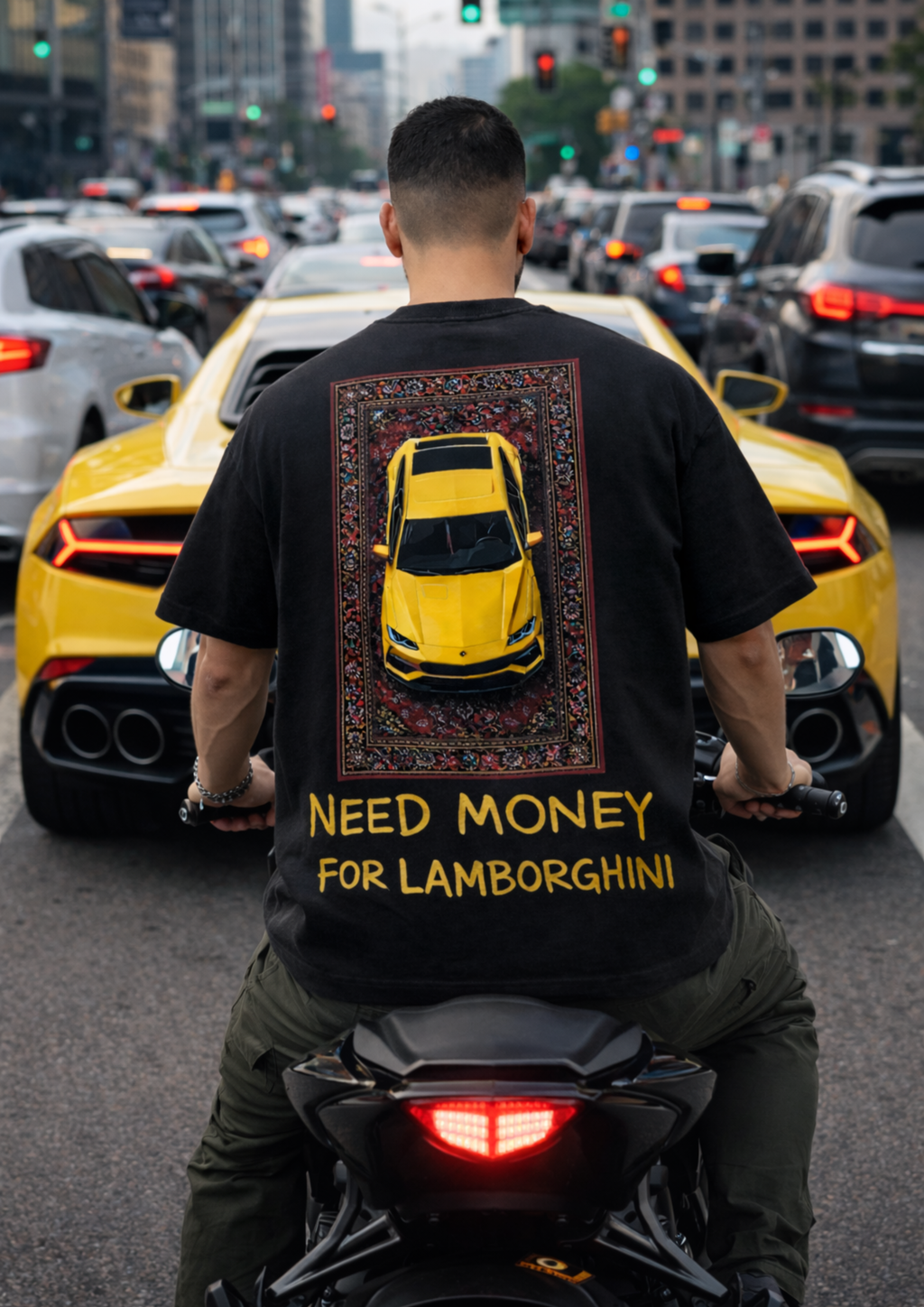 Lambo Hustle Oversized Tee - Black