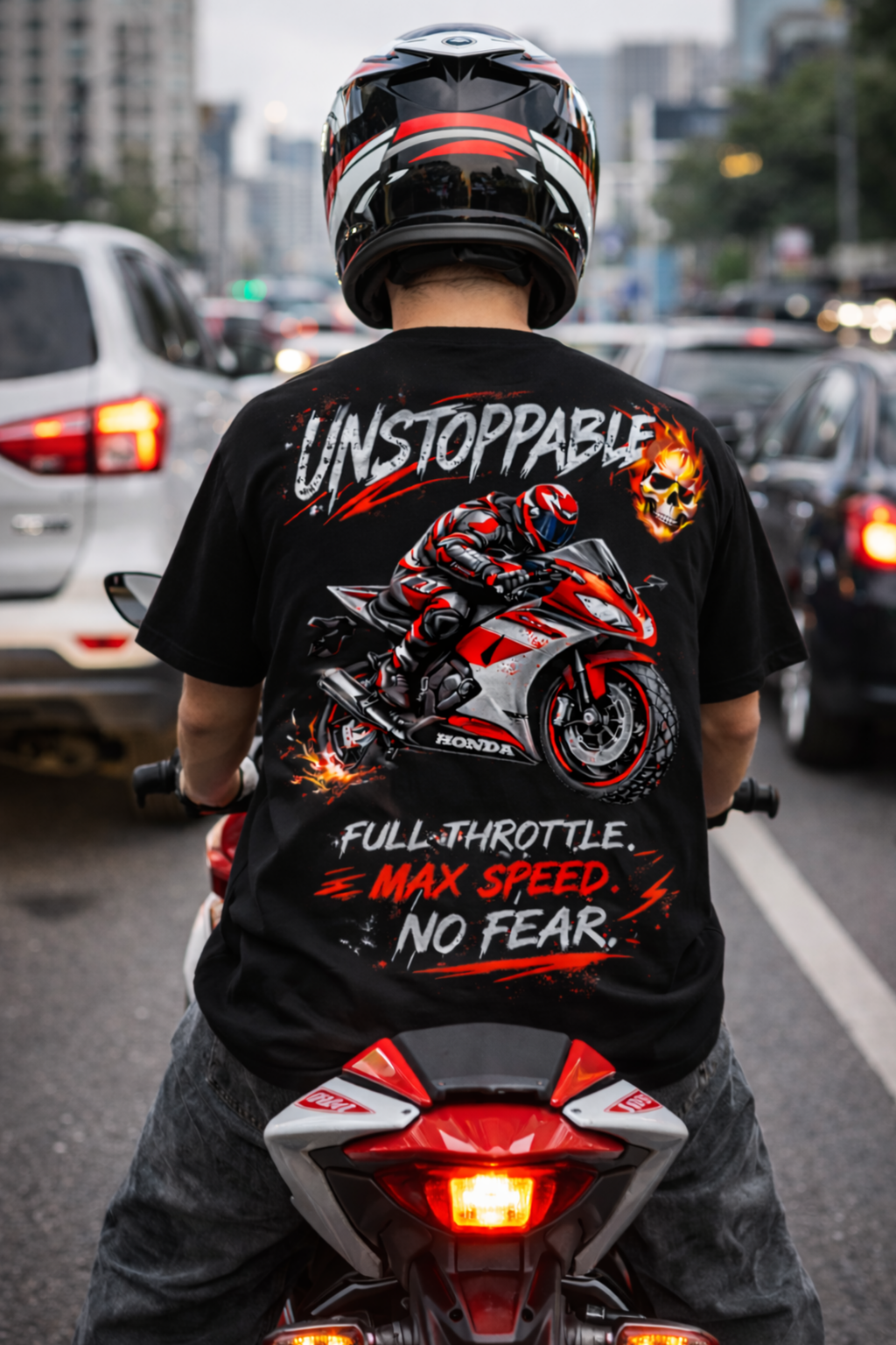 UNSTOPPABLE RIDER Oversized Tee - Black
