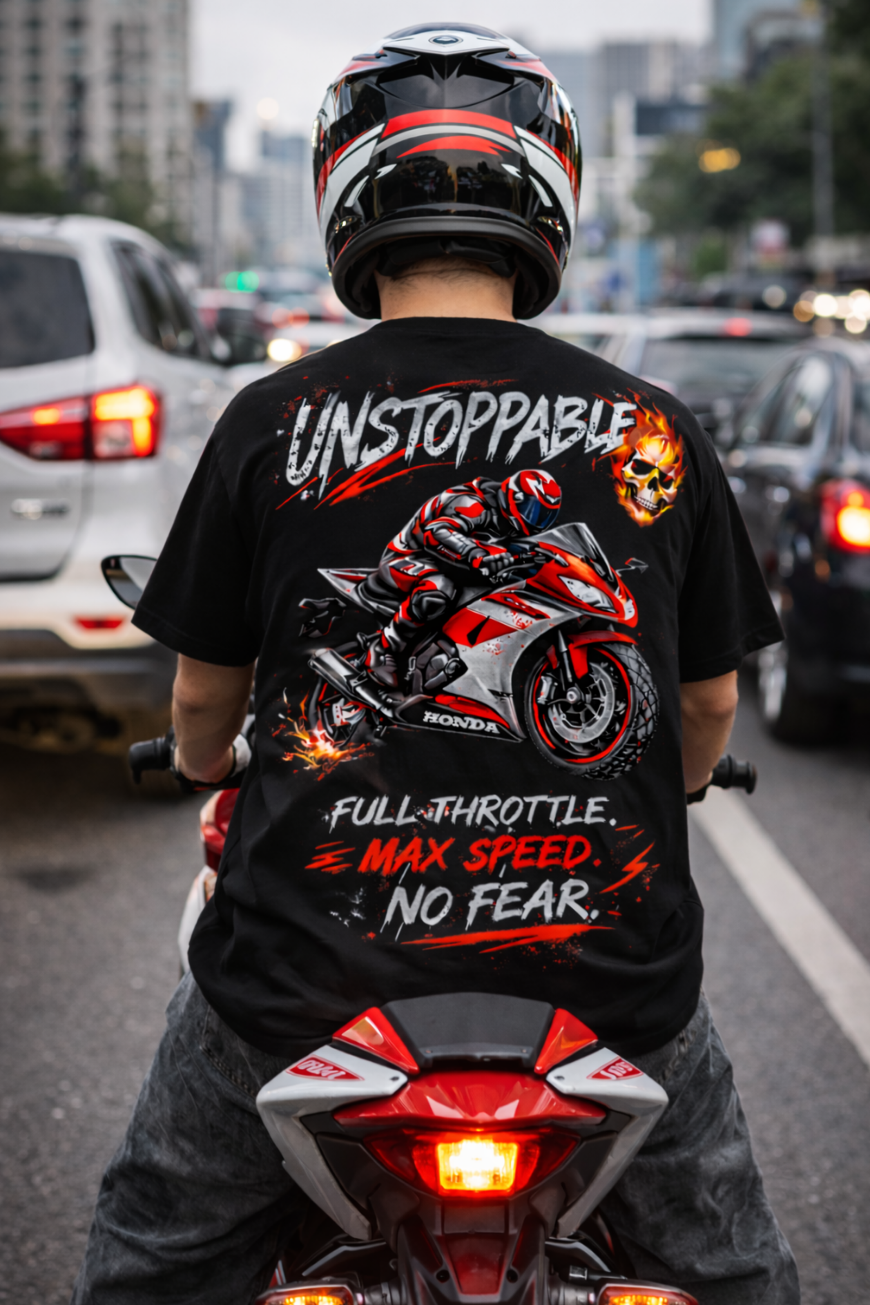 UNSTOPPABLE RIDER Oversized Tee - Black