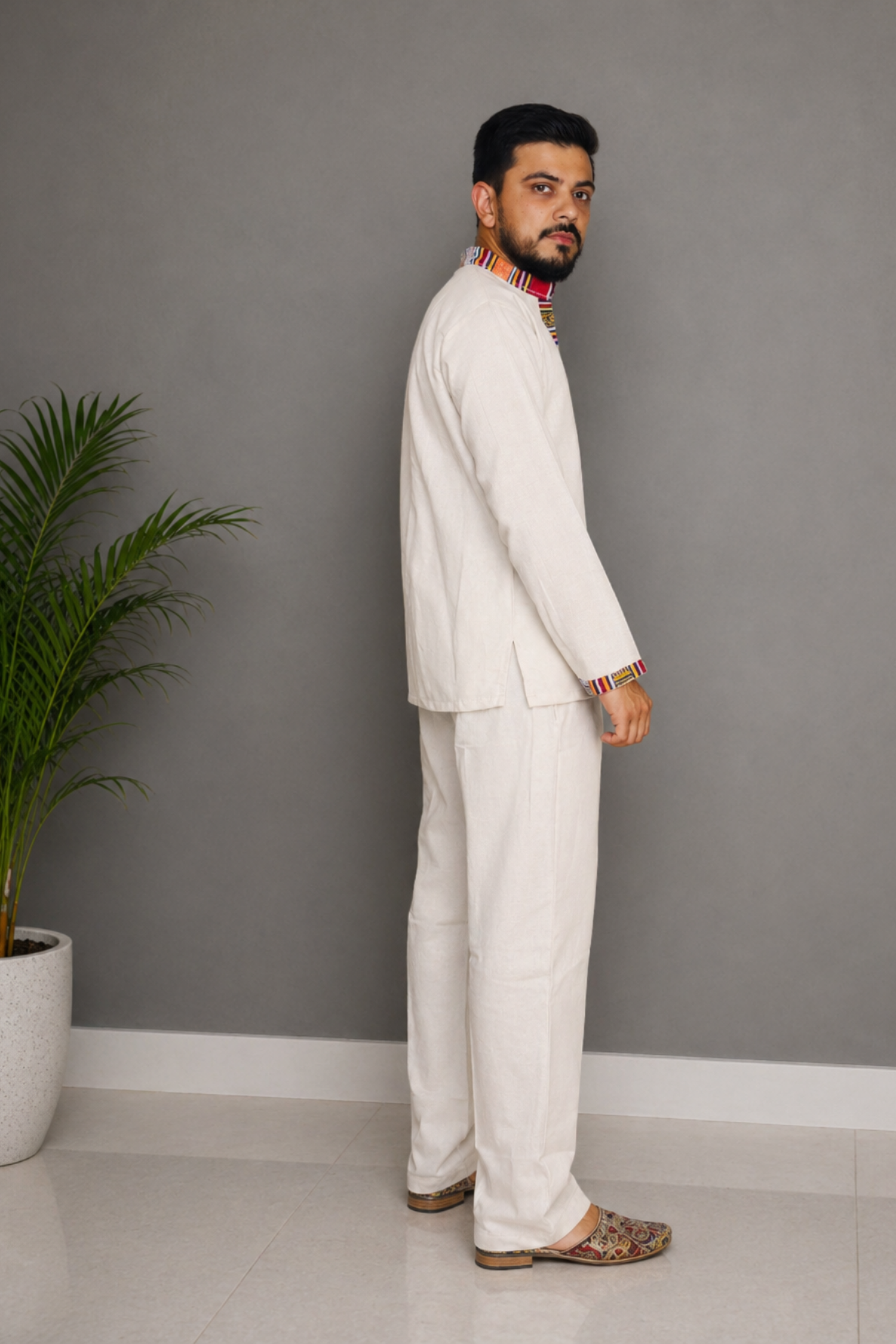 Pahadi Ethnic Kurta Pajama Set - BEIGE