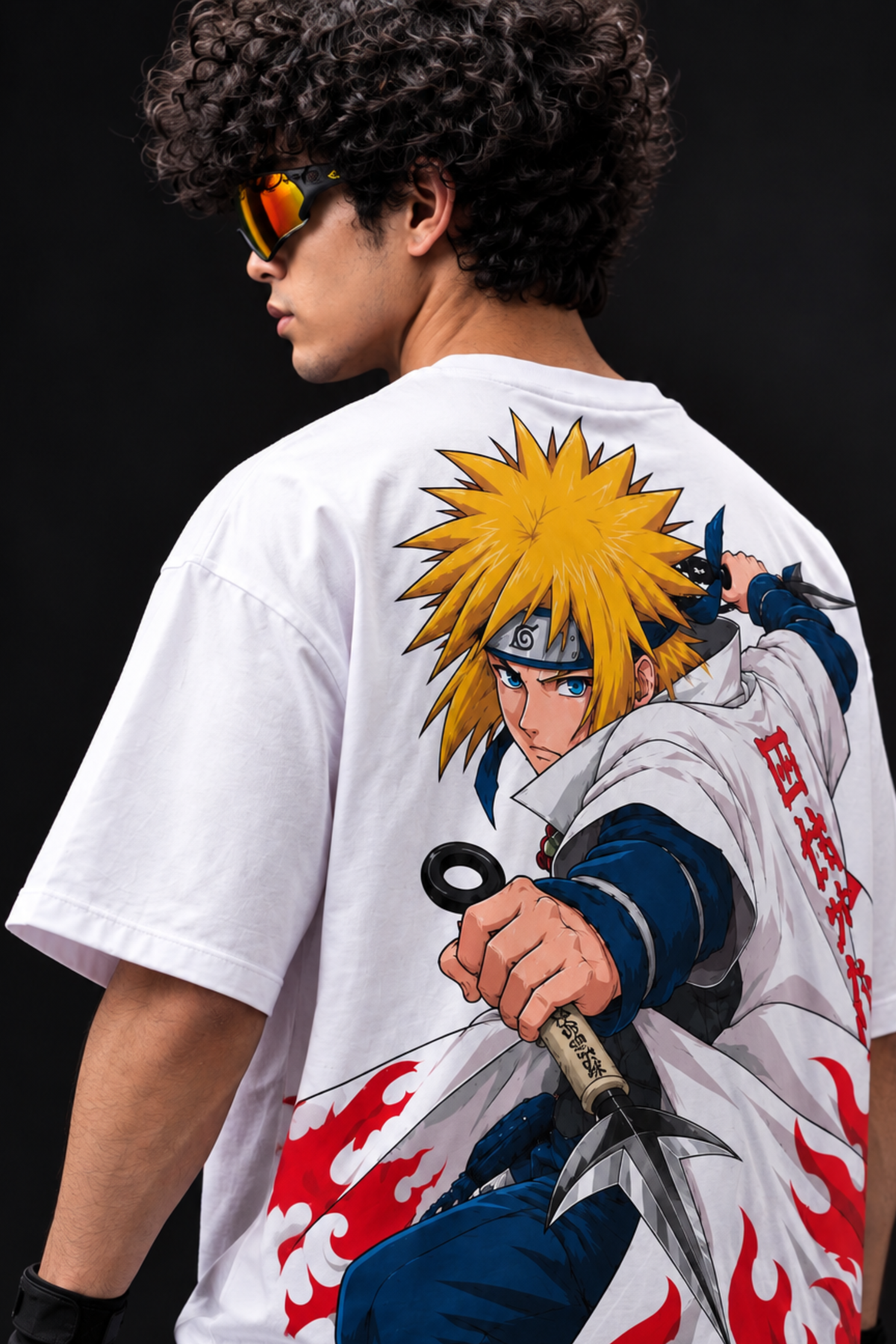 Minato Yellow Flash Oversized Tee – White