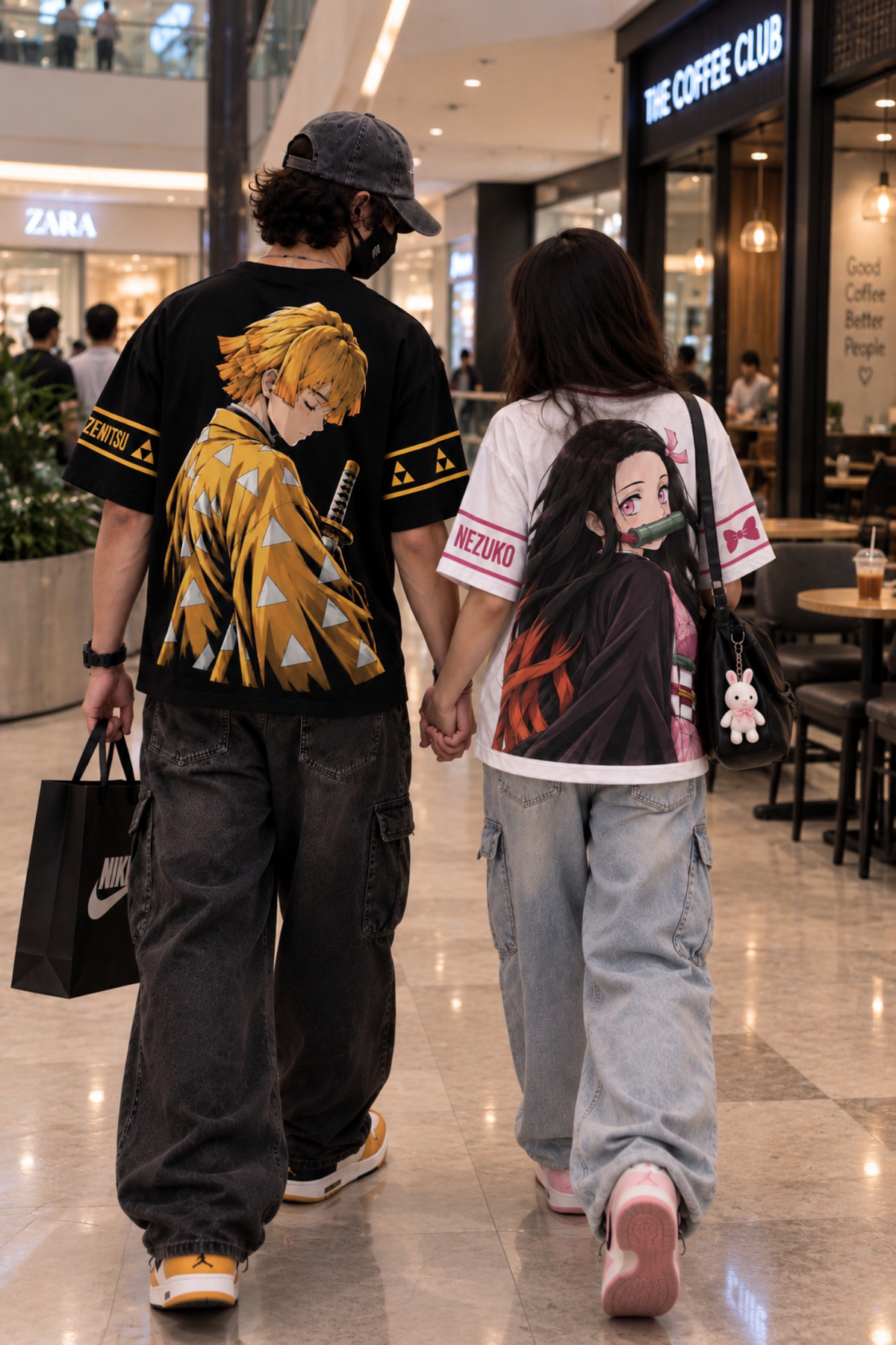Nezuko Kamado Blossom Oversized Tee – White