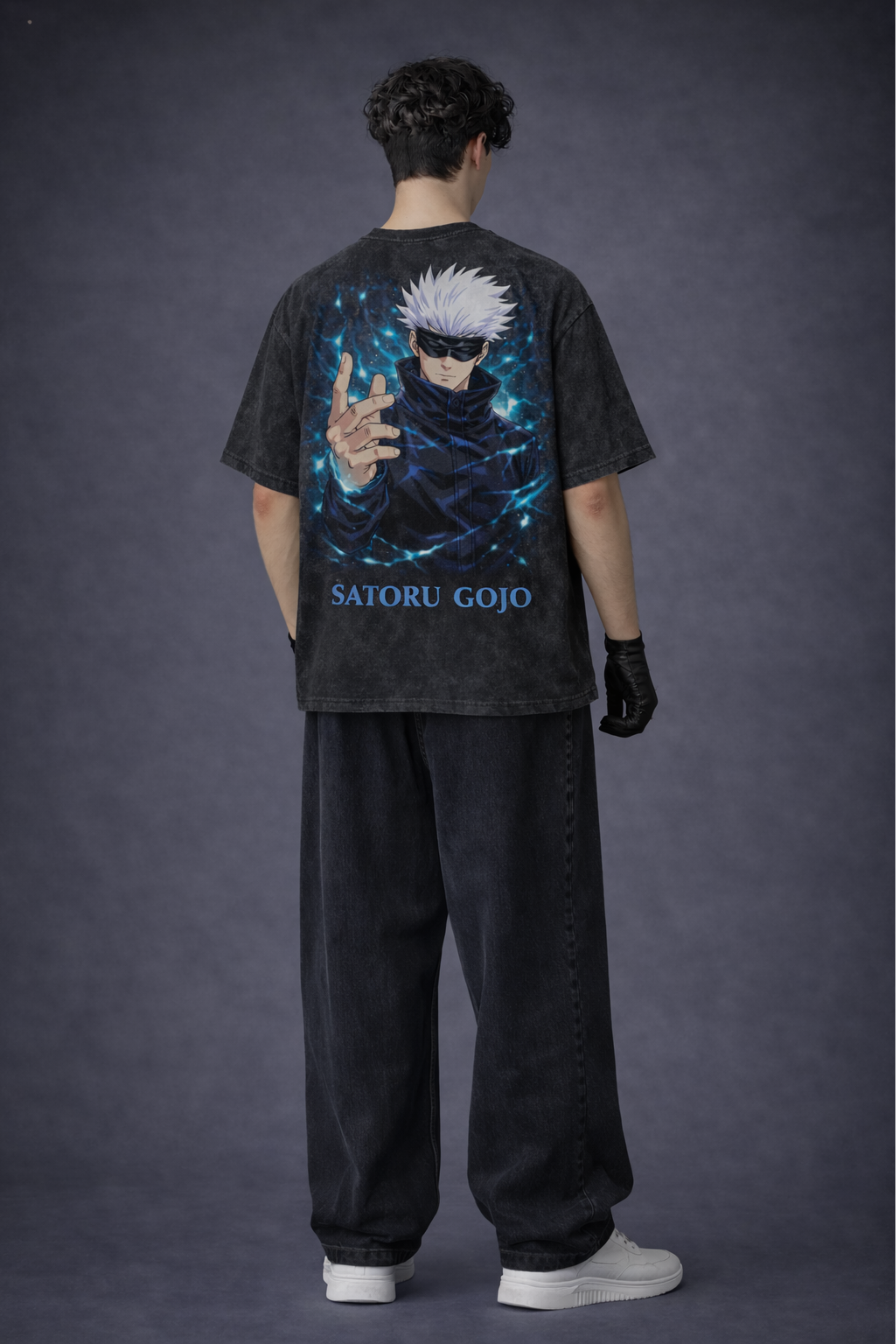 Gojo Infinity Acidwash Oversized Tee – Black