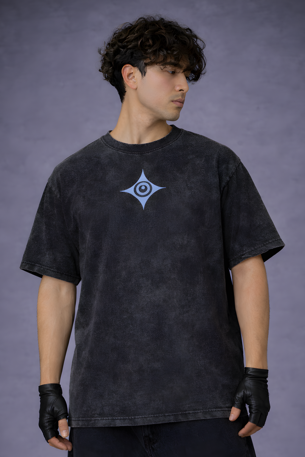 Gojo Infinity Acidwash Oversized Tee – Black