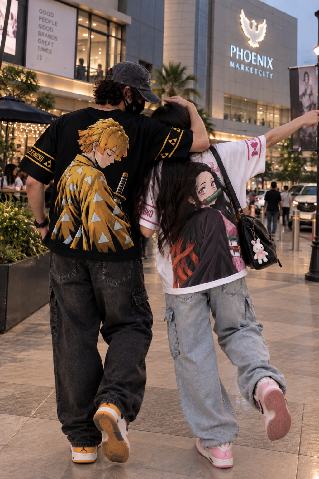 Nezuko Kamado Blossom Oversized Tee – White
