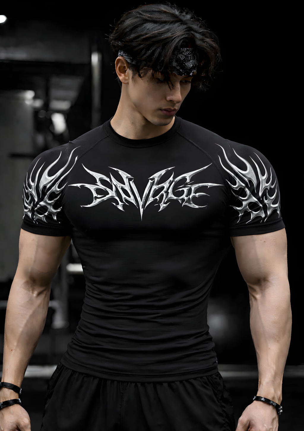 SAVAGE Compression Half Sleeve T-Shirt – Black