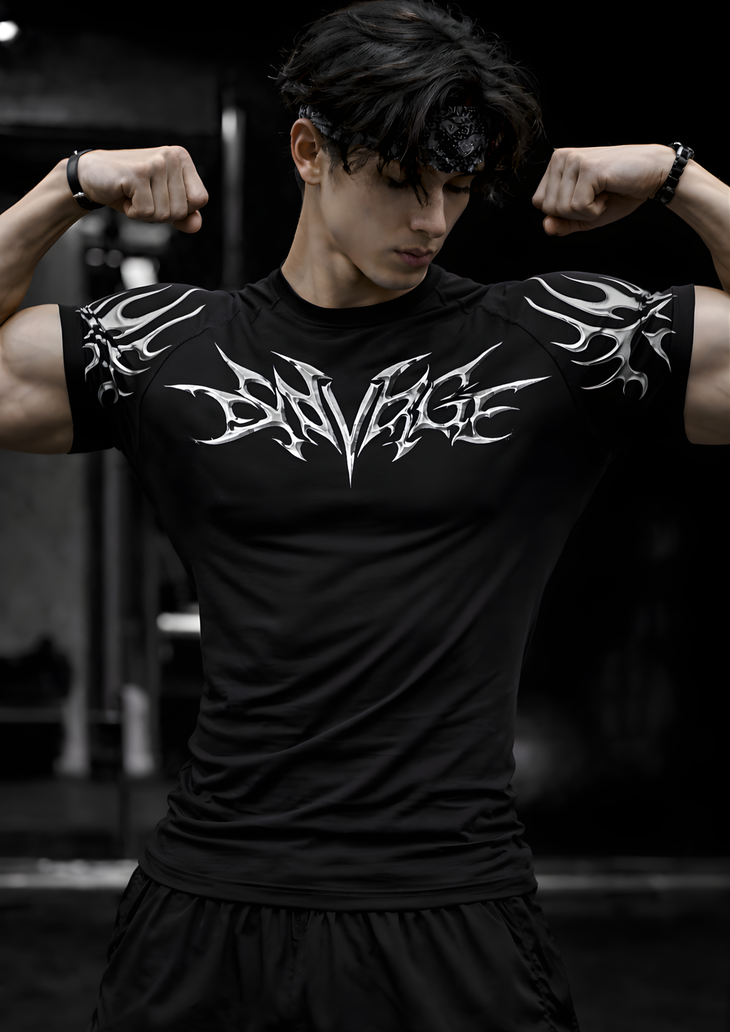 SAVAGE Compression Half Sleeve T-Shirt – Black