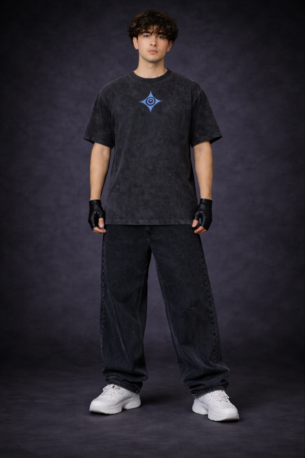 Gojo Infinity Acidwash Oversized Tee – Black