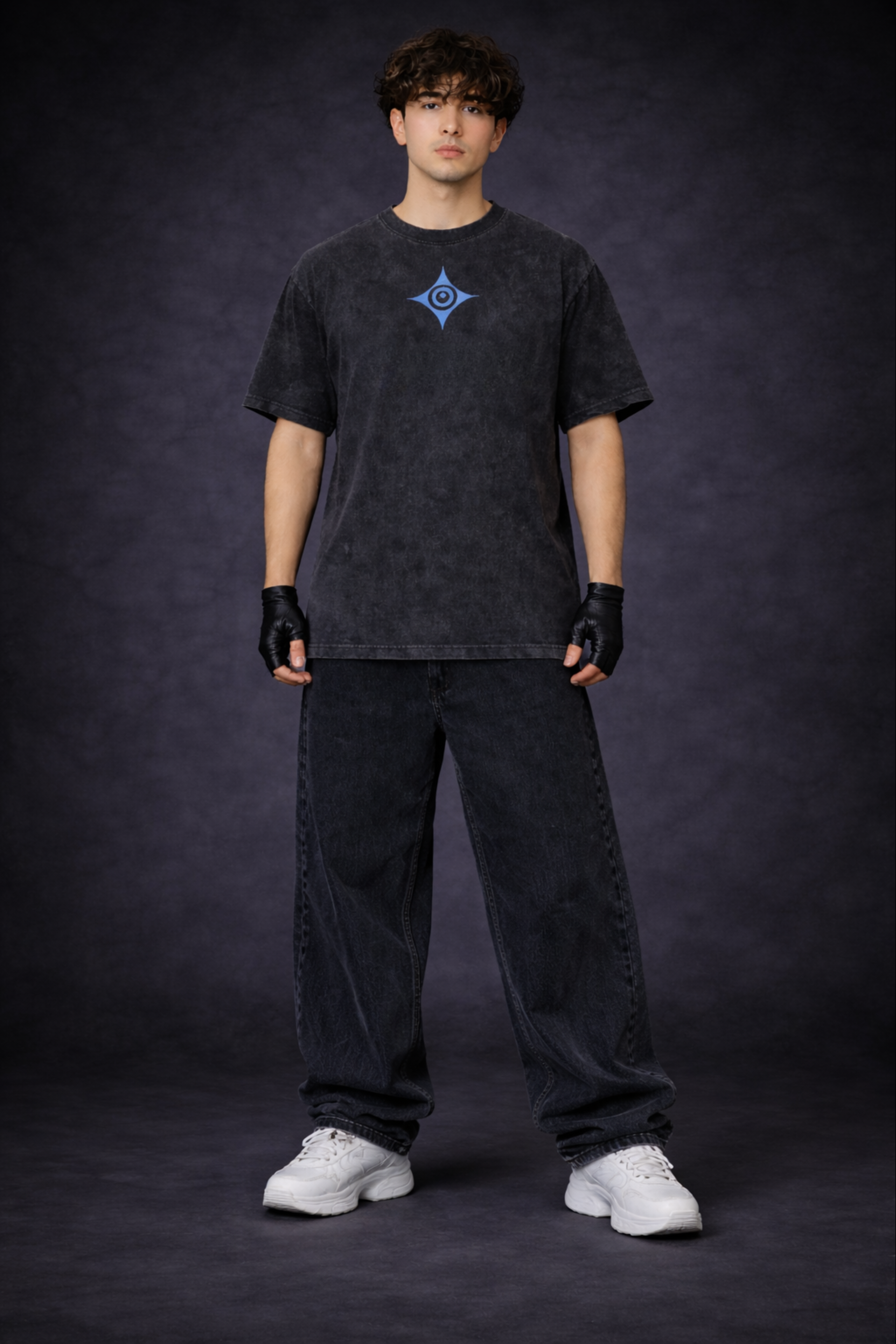 Gojo Infinity Acidwash Oversized Tee – Black