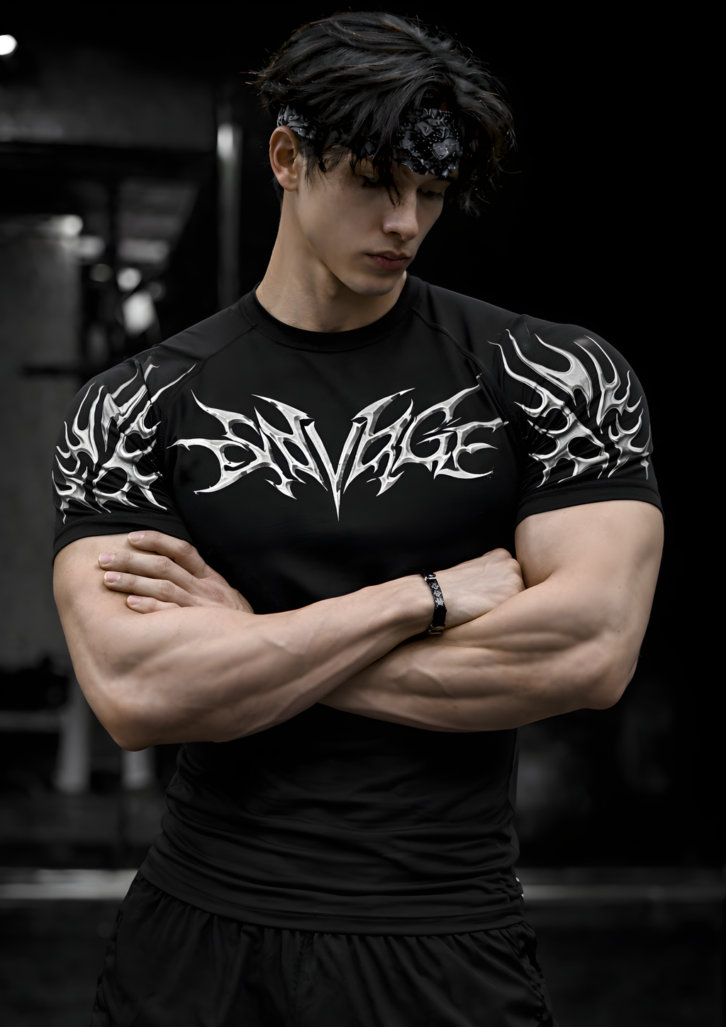 SAVAGE Compression Half Sleeve T-Shirt – Black