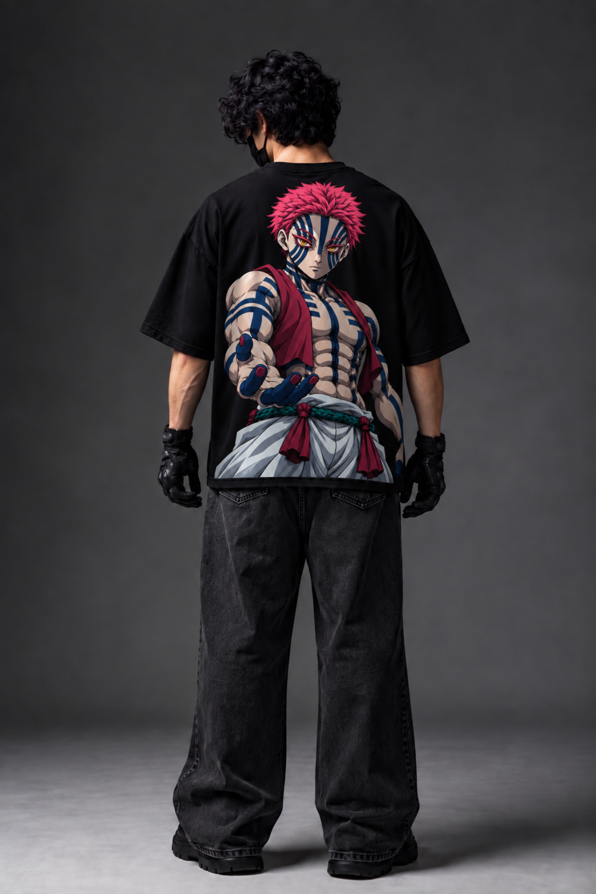 Akaza Destructive Death Oversized Tee – Black