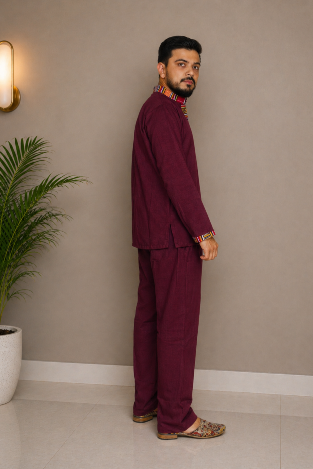 Pahadi Ethnic Kurta Pajama Set - MAROON