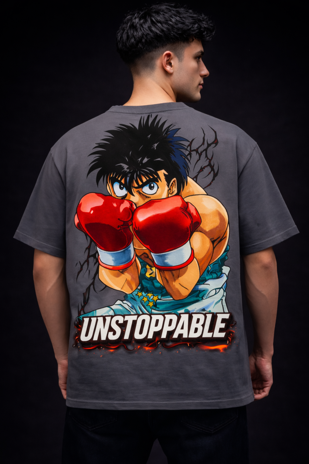 Shadow Punch Oversized Tee - Grey