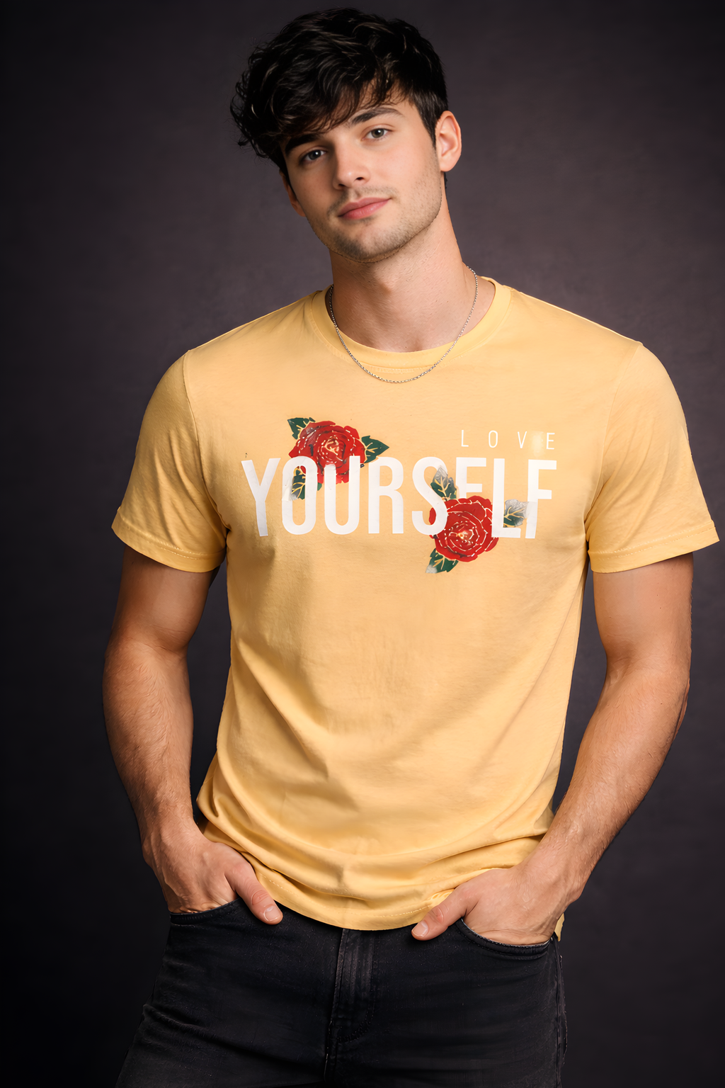 Love Yourself Regular Fit Printed T-Shirt-Beige