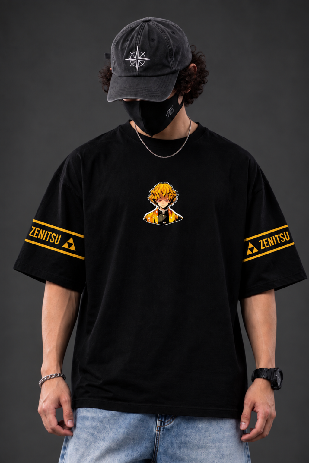 Zenitsu Thunderclap Oversized Tee – Black