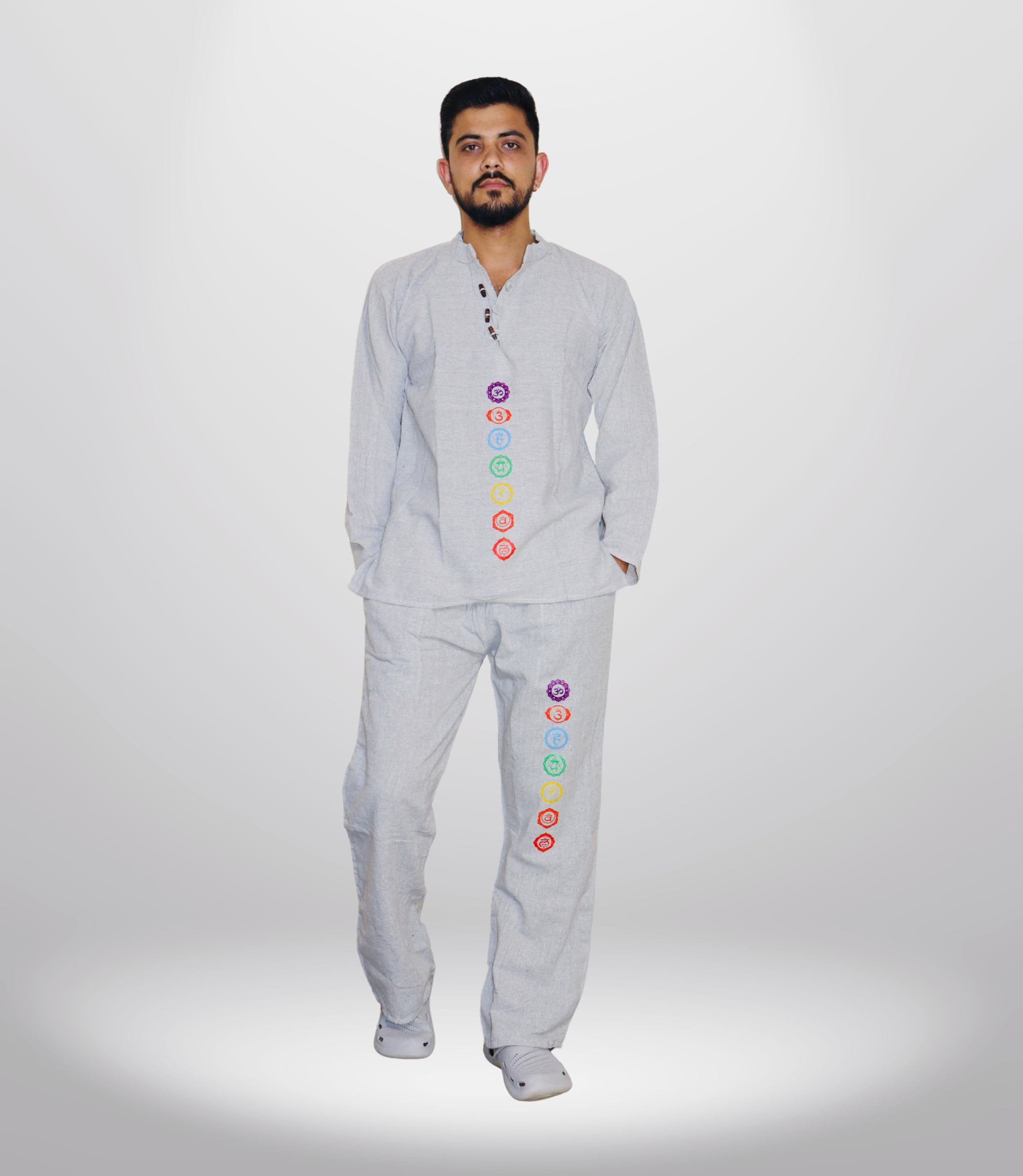 7 CHAKRA KURTA PAJAMA SET - GREY