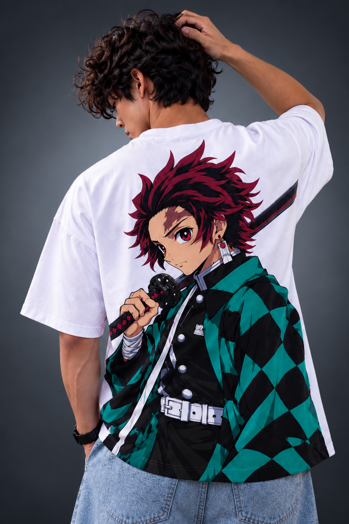 Tanjiro Water Breathing Oversized Tee – White