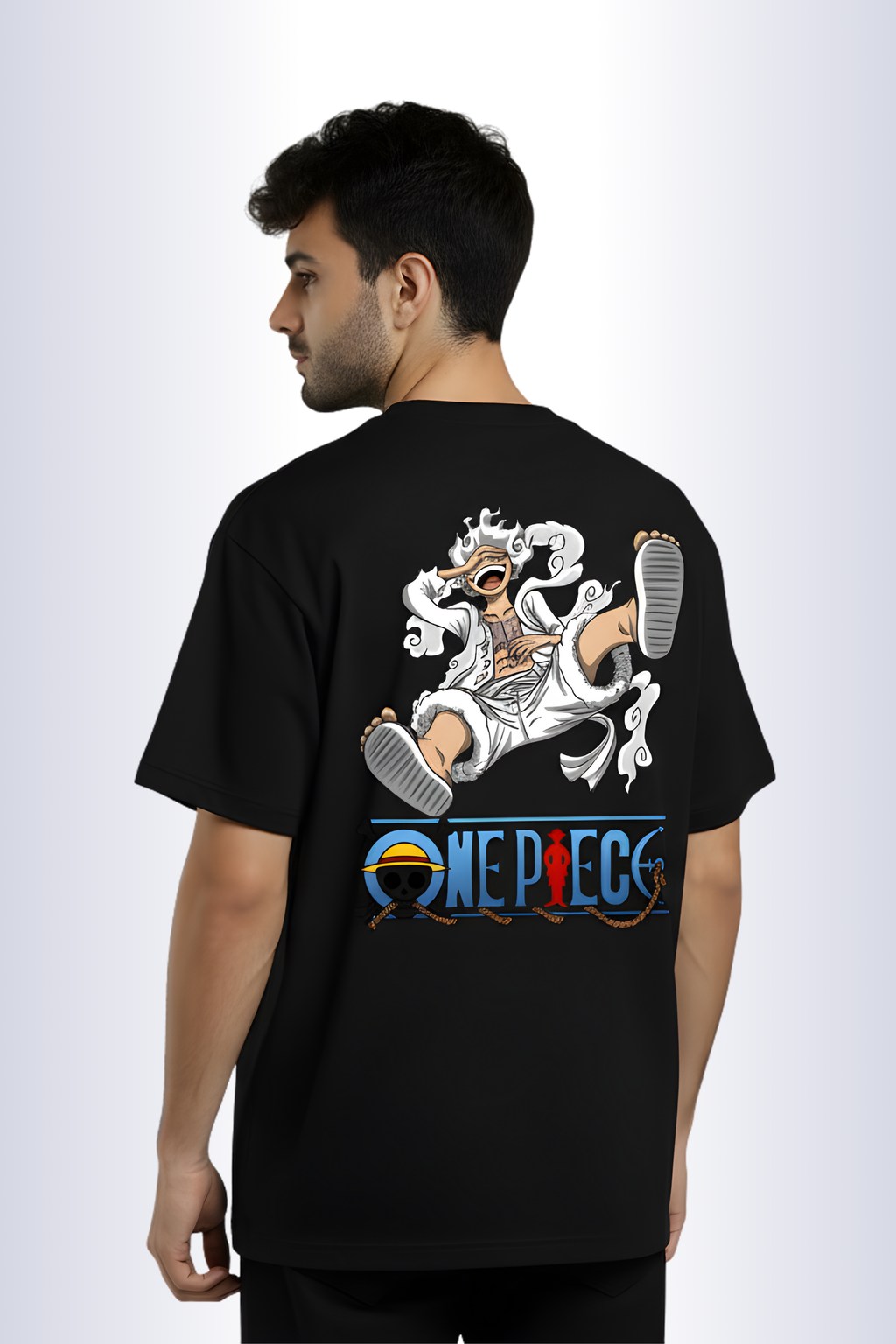 One Piece Regular Fit Printed T-Shirt -Black