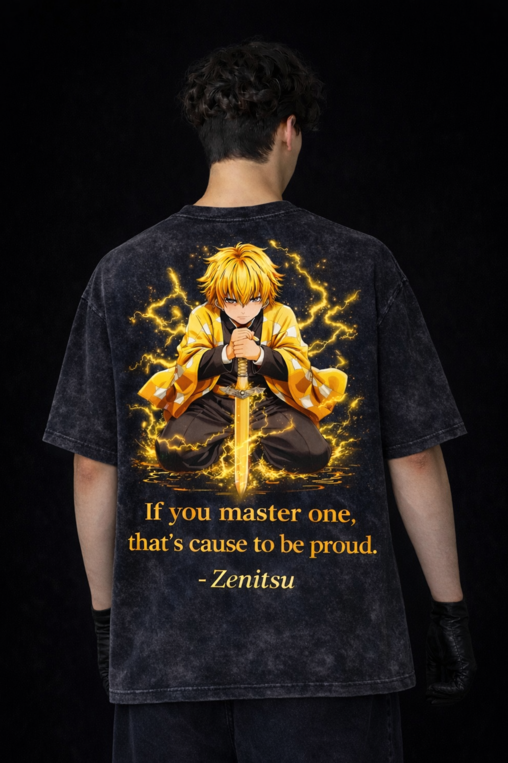 ZENITSU Acidwash Oversized Tee – Black
