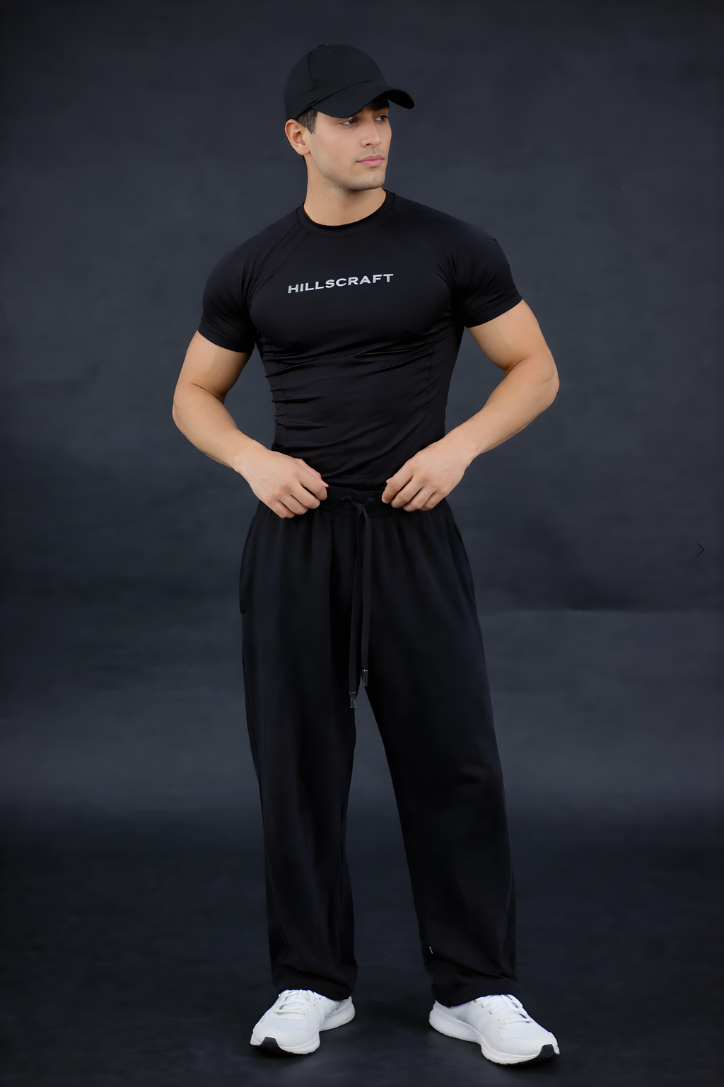HILLSCRAFT Compression Half Sleeve T-Shirt – Black