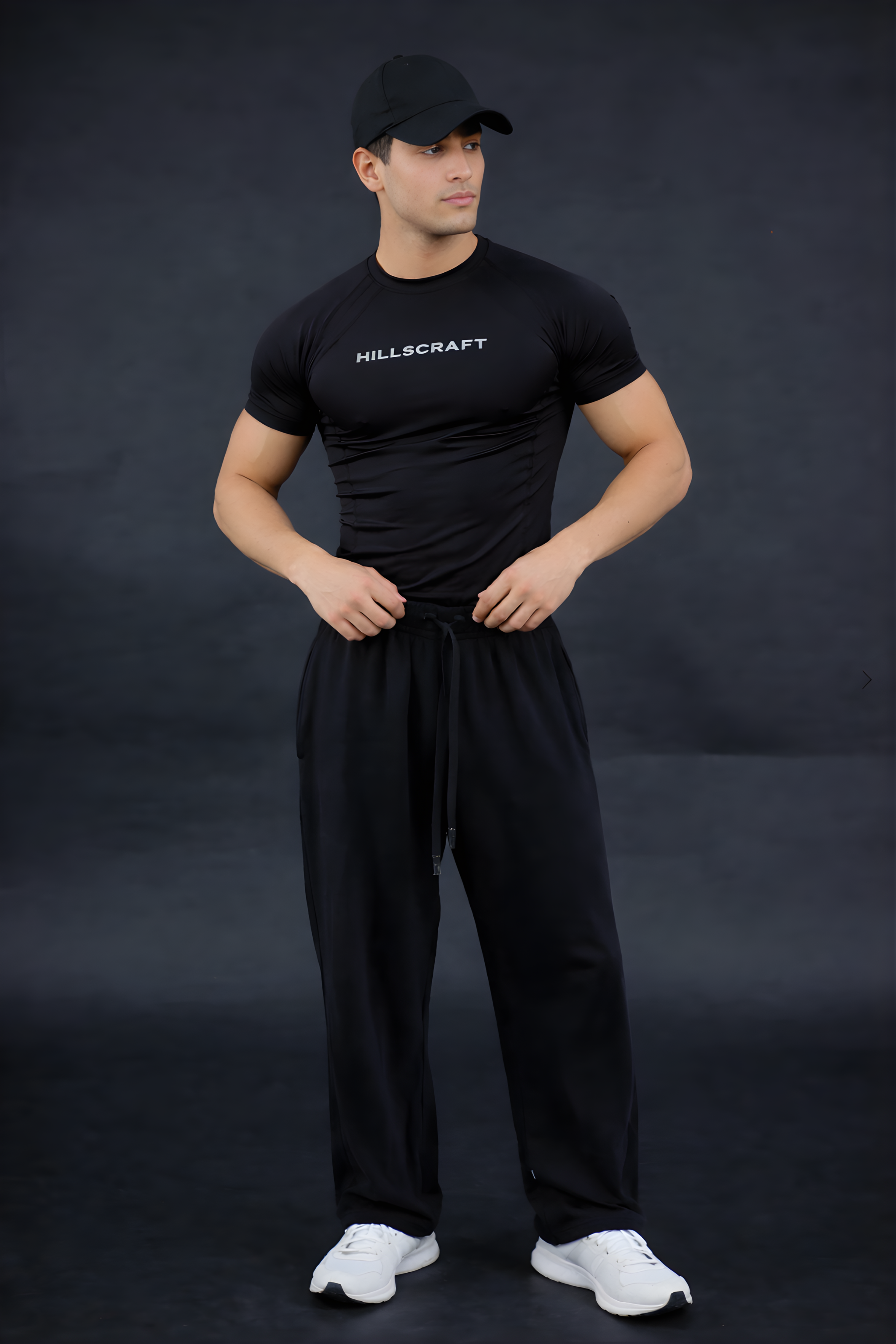 HILLSCRAFT Compression Half Sleeve T-Shirt – Black