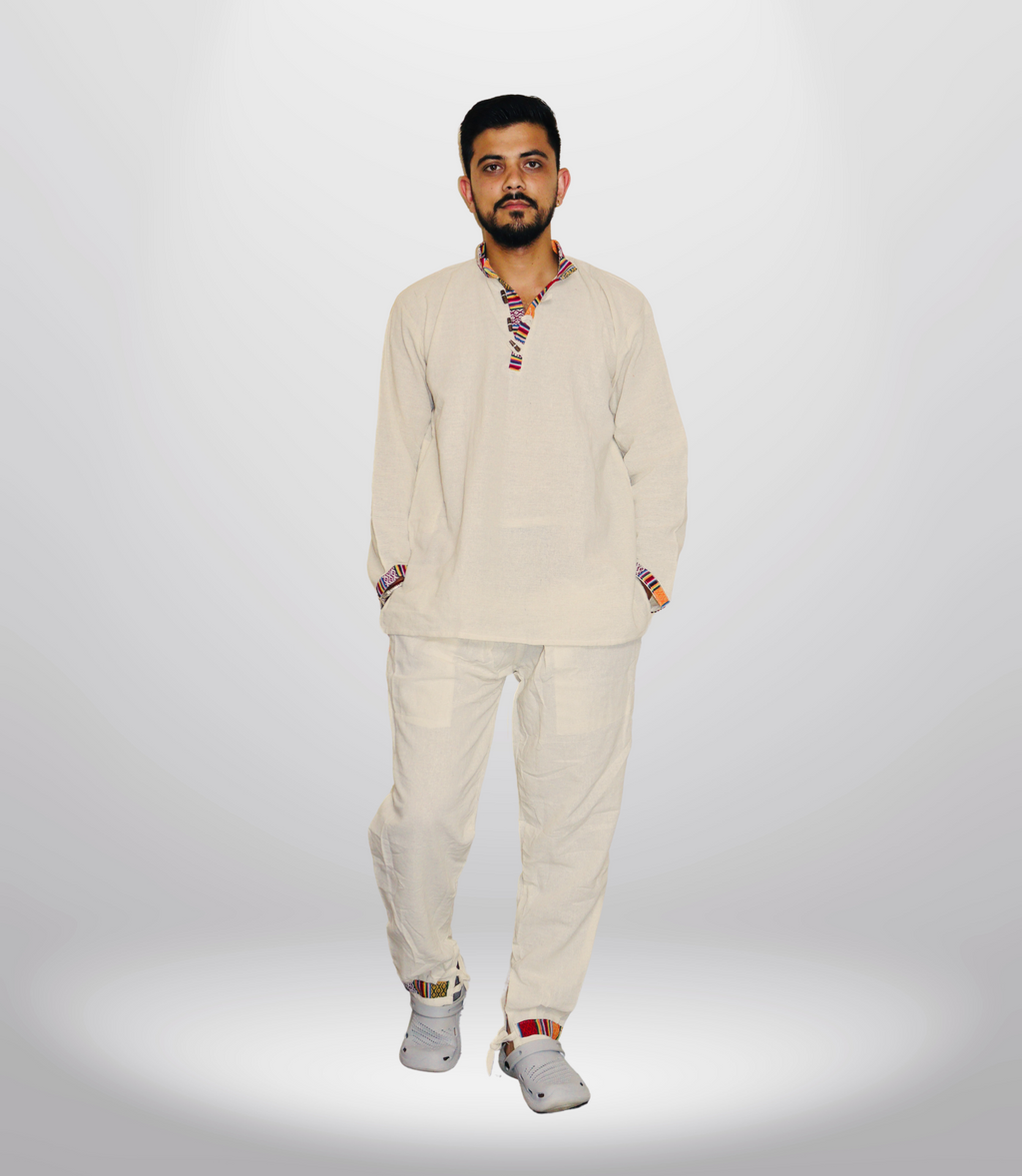 Himachali Cotton Kurta - Pajama - Beige