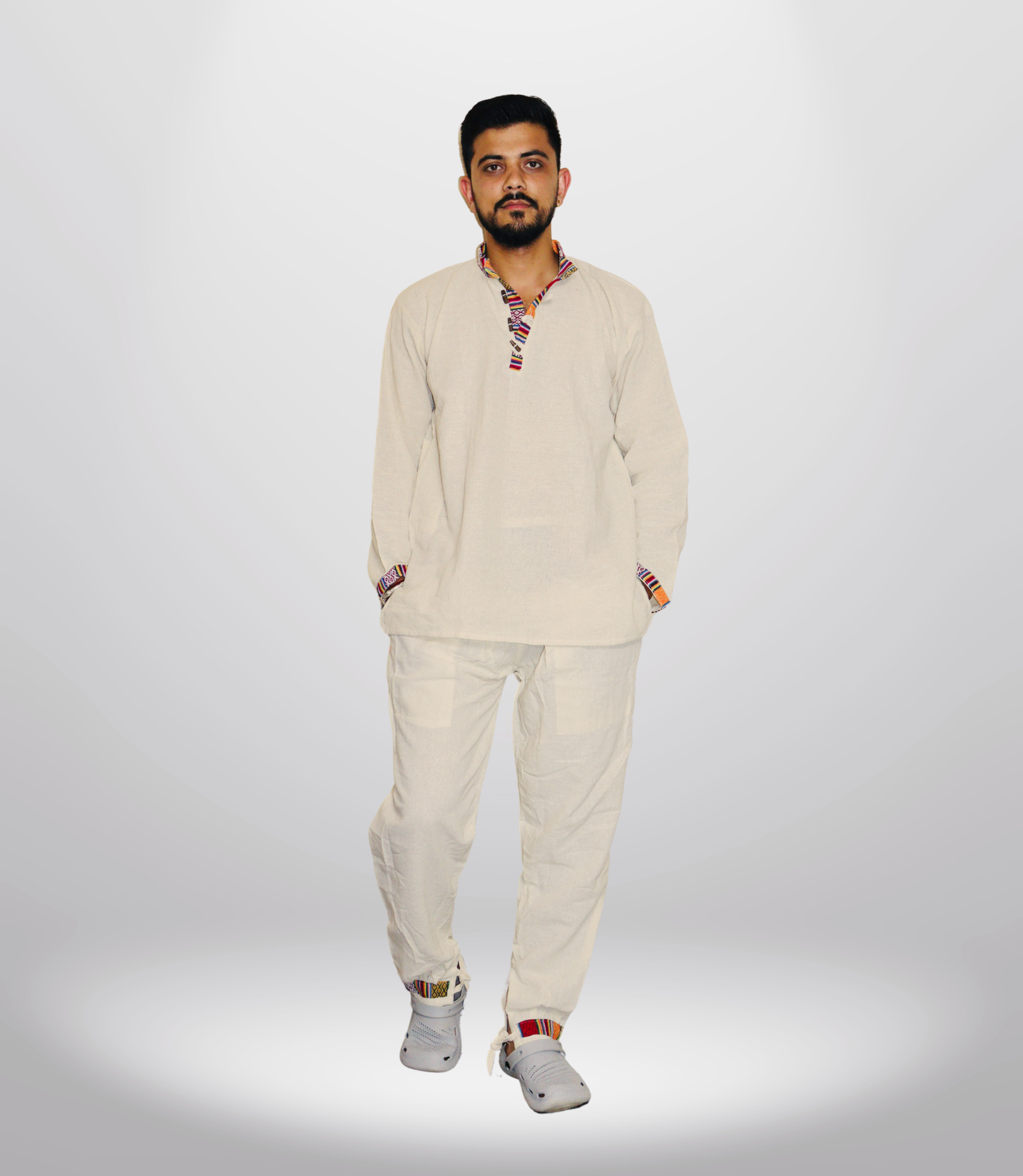 Himachali Cotton Kurta - Pajama - Beige