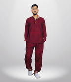 Himachali Cotton Kurta - Pajama - Maroon