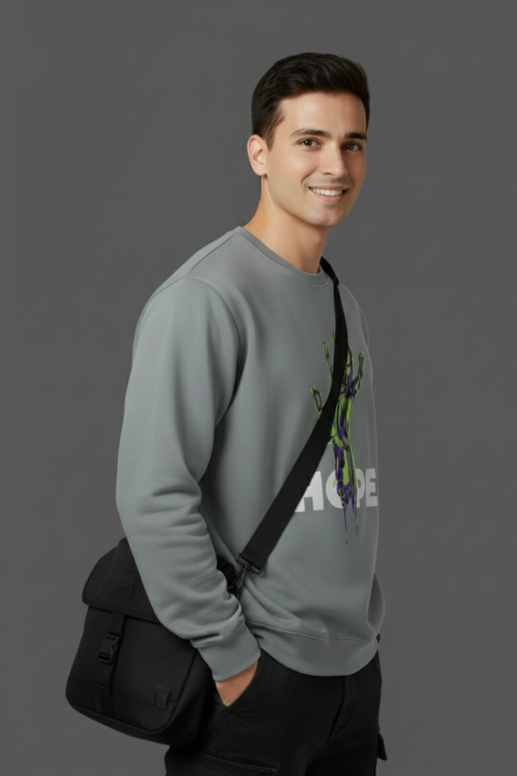 Hope Premium Cotton Fleece Sweatshirt - Dark Grey